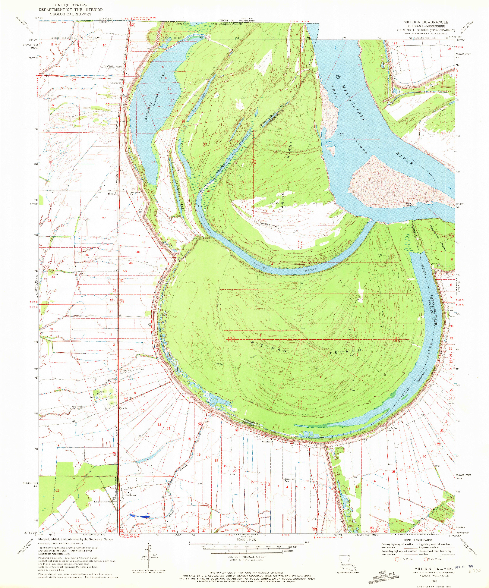 USGS 1:24000-SCALE QUADRANGLE FOR MILLIKIN, LA 1970