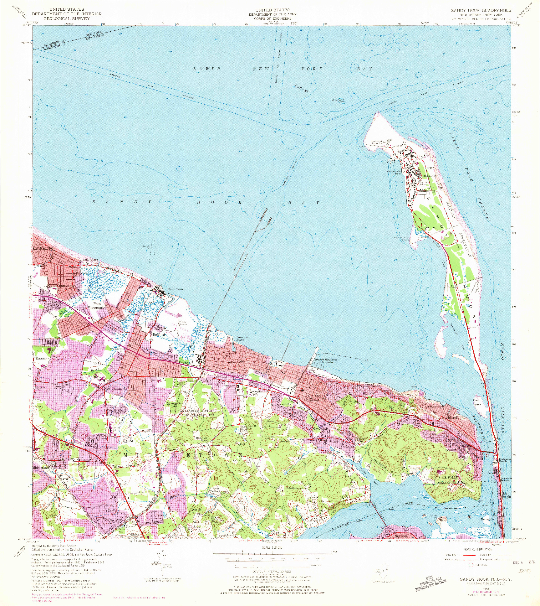 USGS 1:24000-SCALE QUADRANGLE FOR SANDY HOOK, NJ 1954