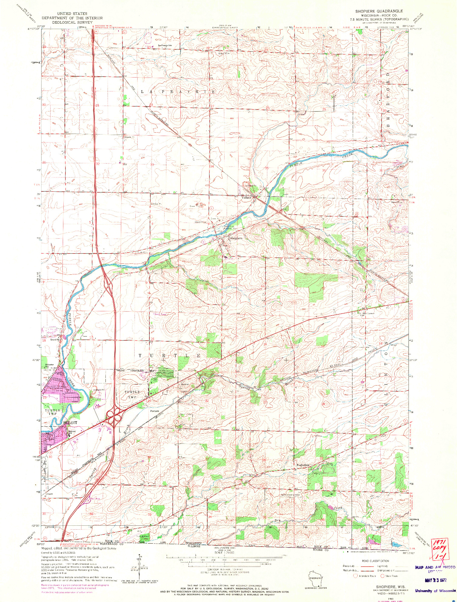 USGS 1:24000-SCALE QUADRANGLE FOR SHOPIERE, WI 1961