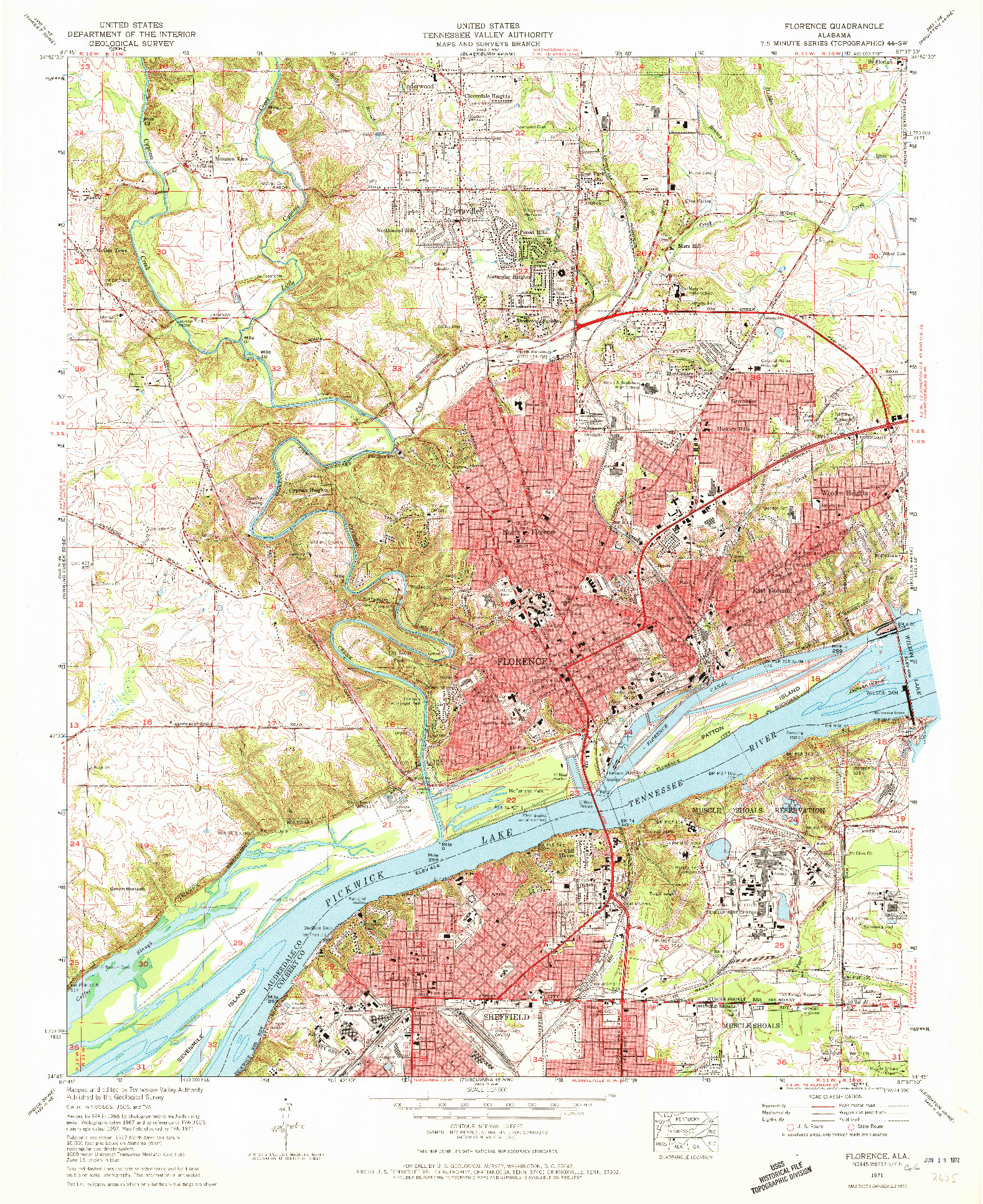 USGS 1:24000-SCALE QUADRANGLE FOR FLORENCE, AL 1971