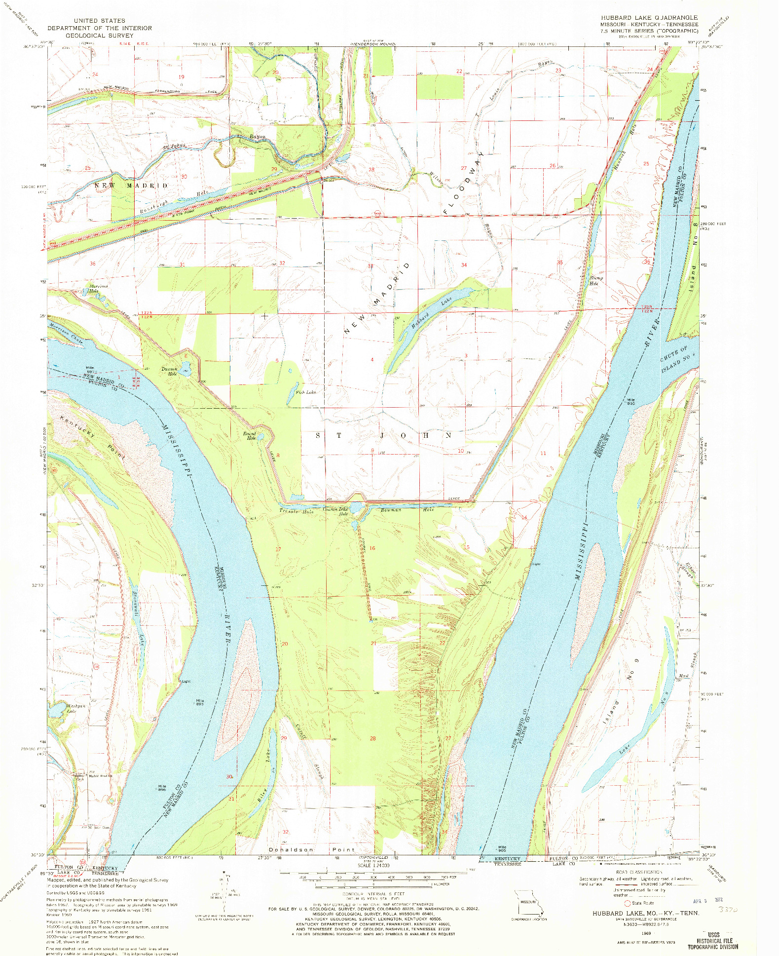 USGS 1:24000-SCALE QUADRANGLE FOR HUBBARD LAKE, MO 1969