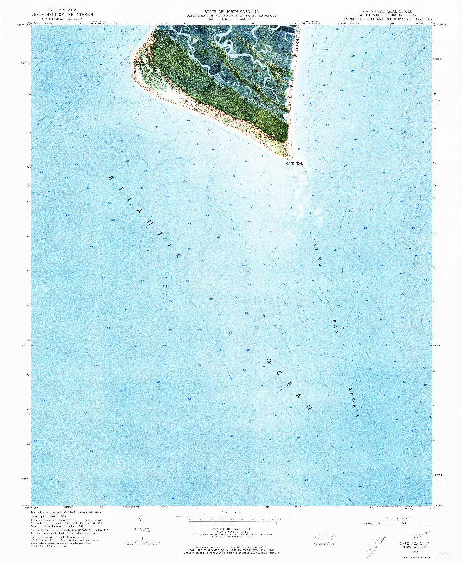 USGS 1:24000-SCALE QUADRANGLE FOR CAPE FEAR, NC 1970