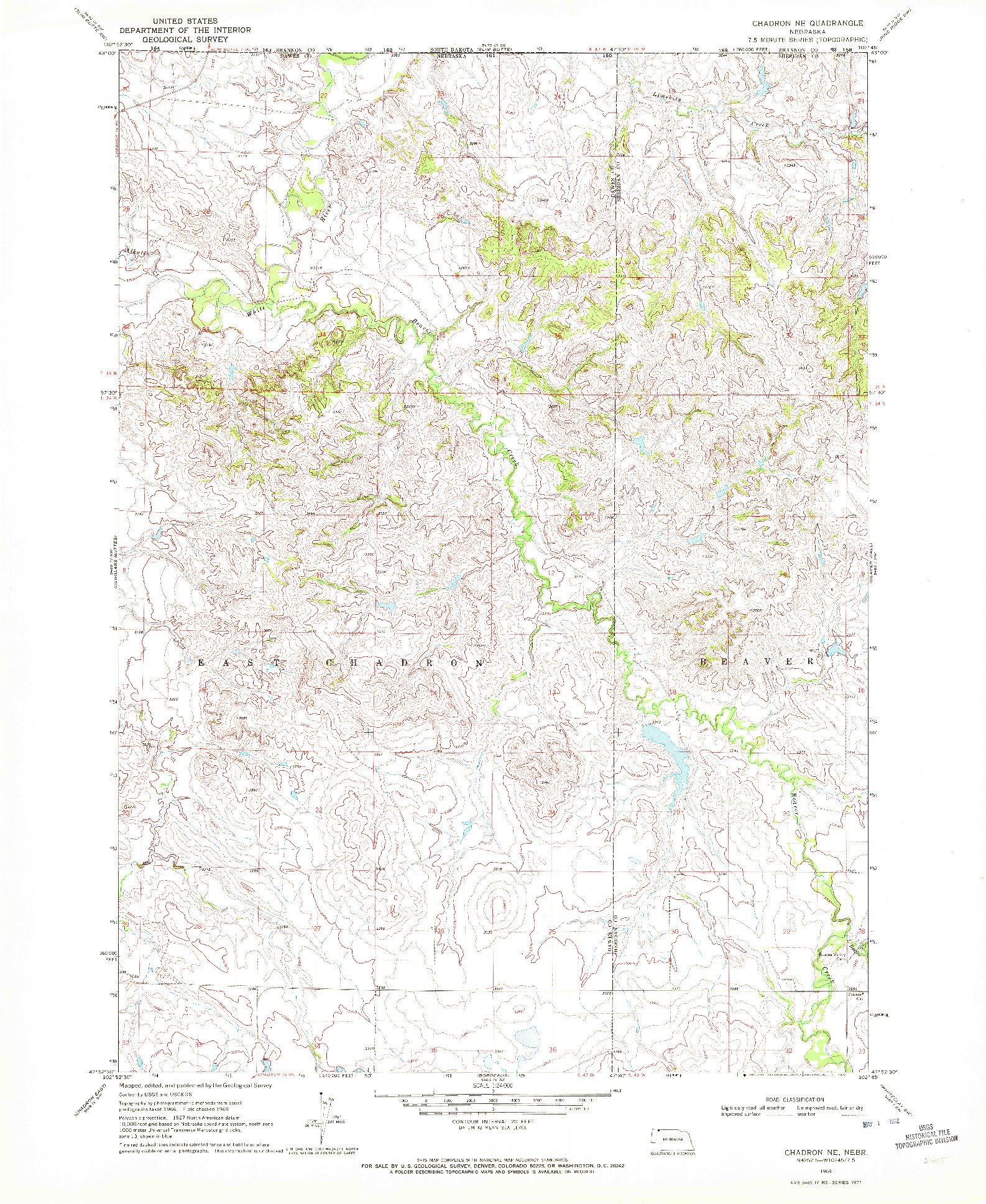 USGS 1:24000-SCALE QUADRANGLE FOR CHADRON NE, NE 1969