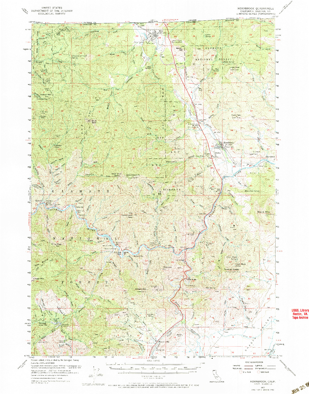 USGS 1:62500-SCALE QUADRANGLE FOR HORNBROOK, CA 1955