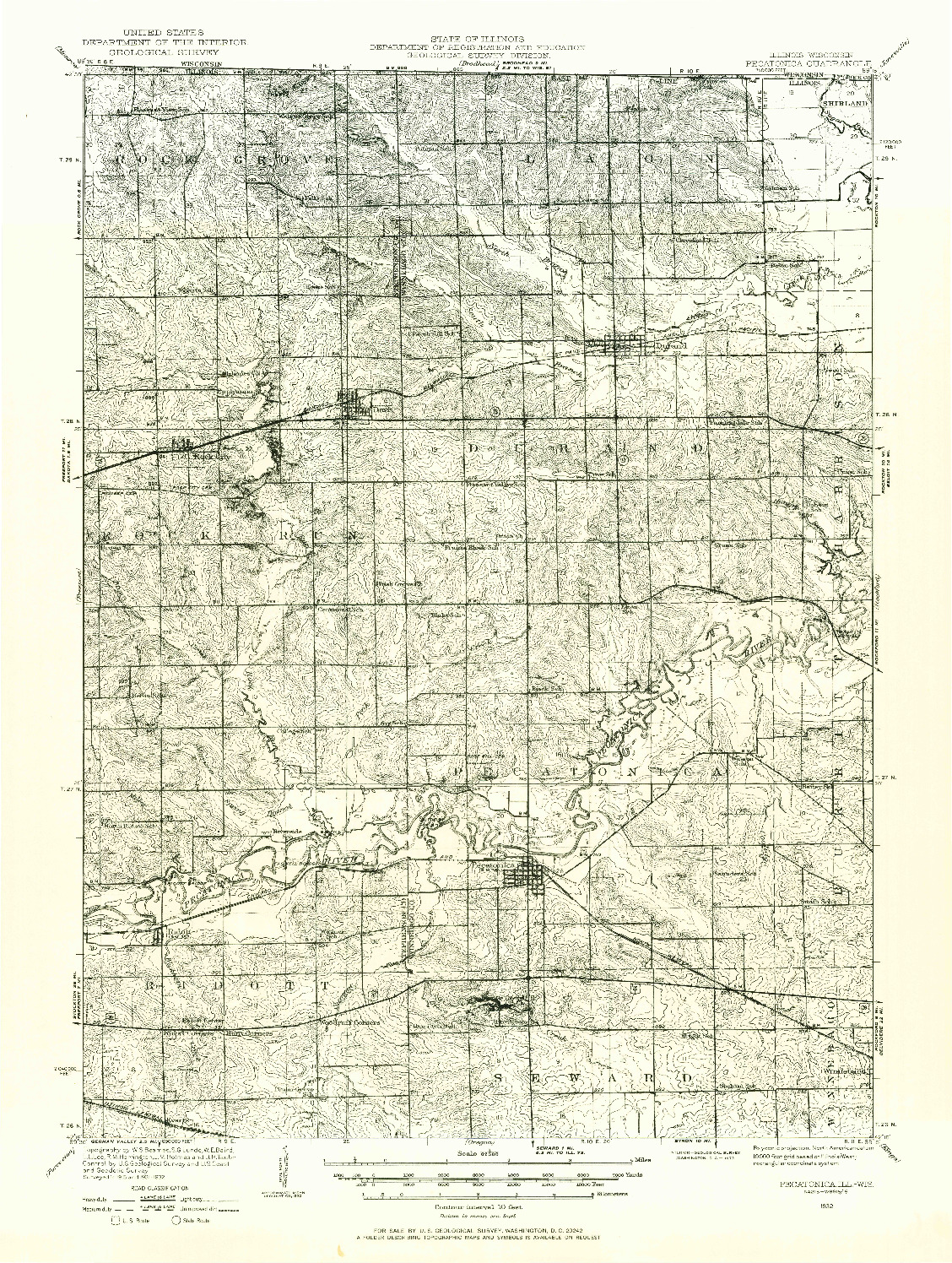 USGS 1:62500-SCALE QUADRANGLE FOR PECATONICA, IL 1932