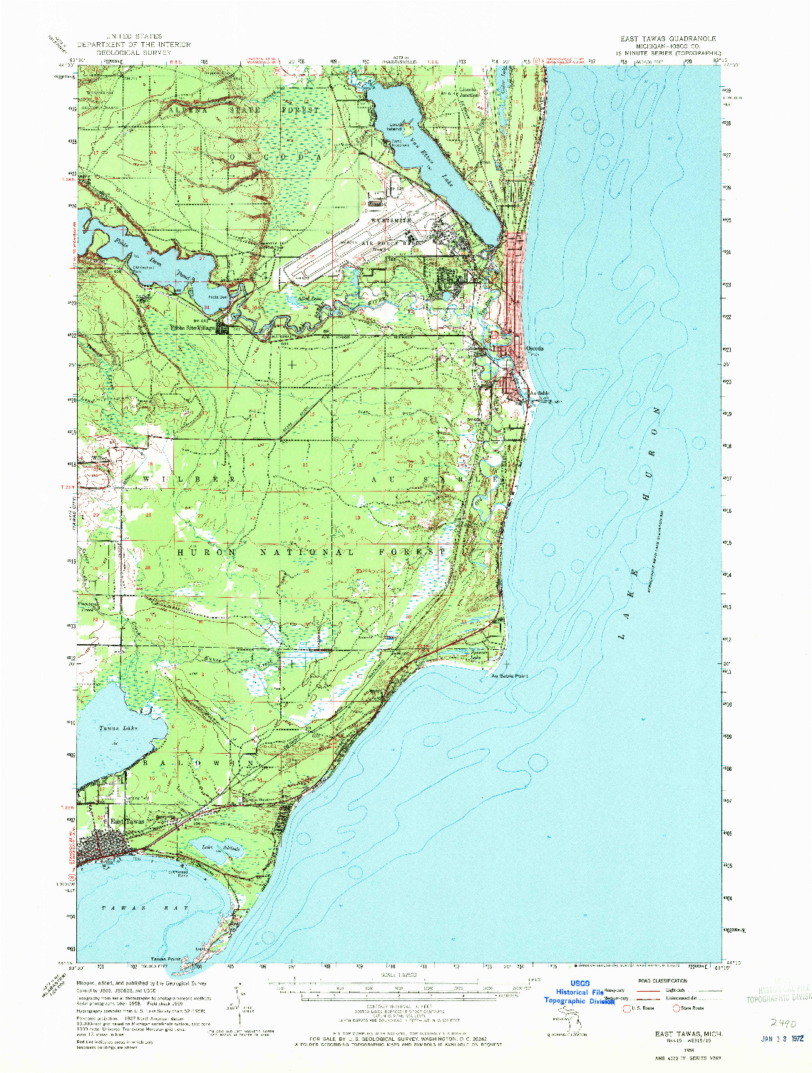 USGS 1:62500-SCALE QUADRANGLE FOR EAST TAWAS, MI 1959