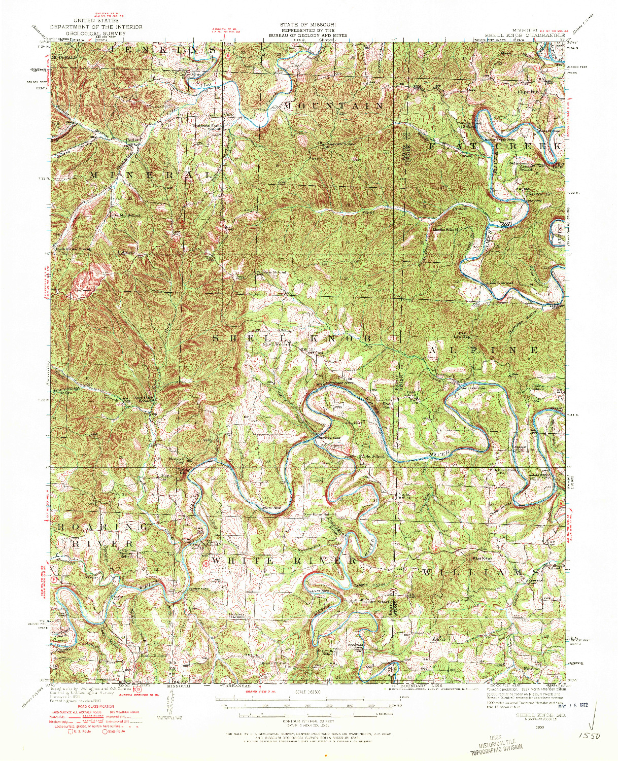 USGS 1:62500-SCALE QUADRANGLE FOR SHELL KNOB, MO 1950