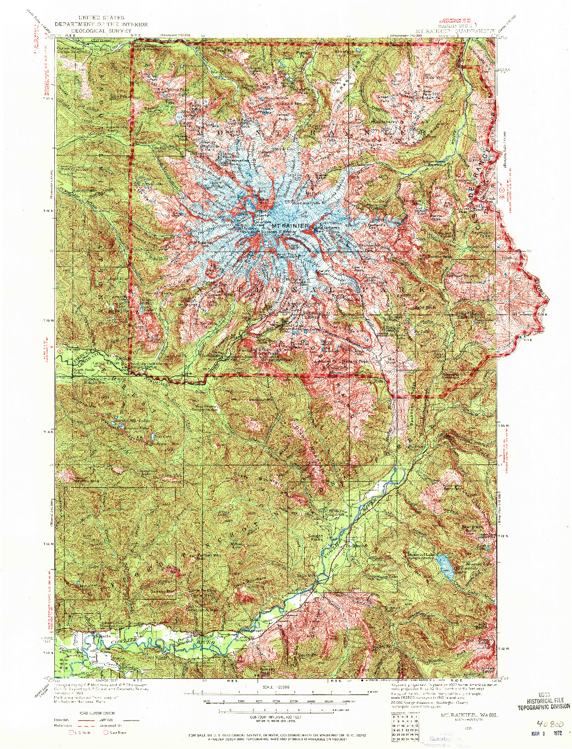 USGS 1:125000-SCALE QUADRANGLE FOR MT RAINIER, WA 1924