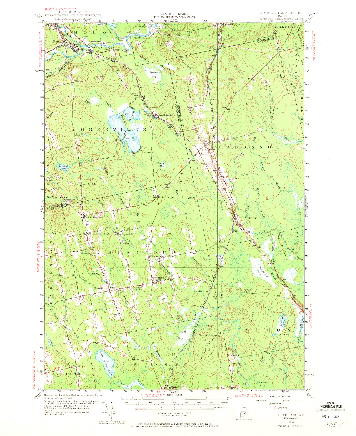 USGS 1:62500-SCALE QUADRANGLE FOR BOYD LAKE, ME 1955