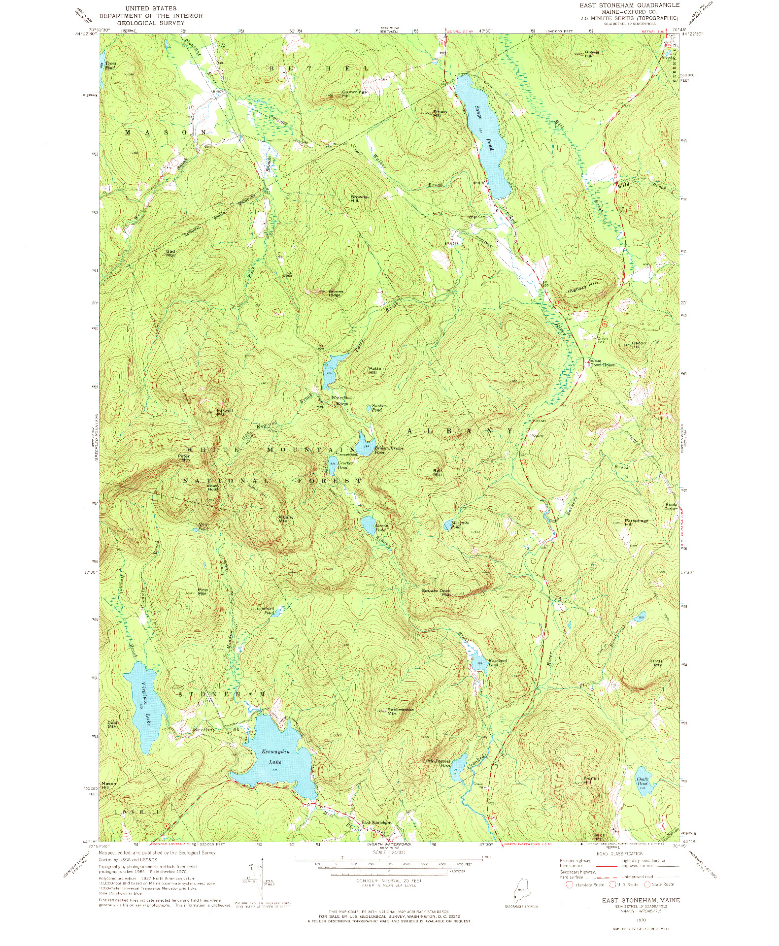 USGS 1:24000-SCALE QUADRANGLE FOR EAST STONEHAM, ME 1970