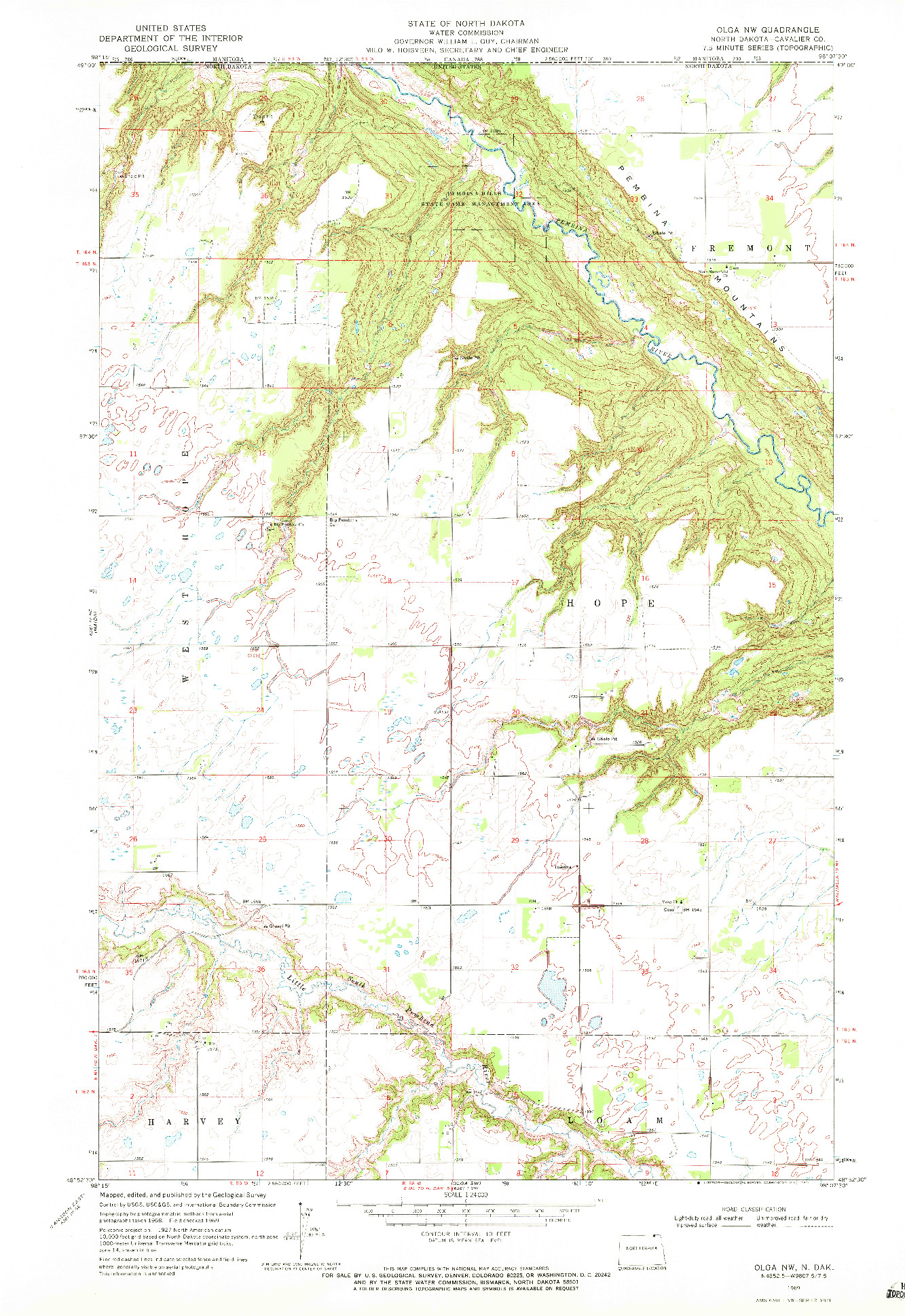 USGS 1:24000-SCALE QUADRANGLE FOR OLGA NW, ND 1969