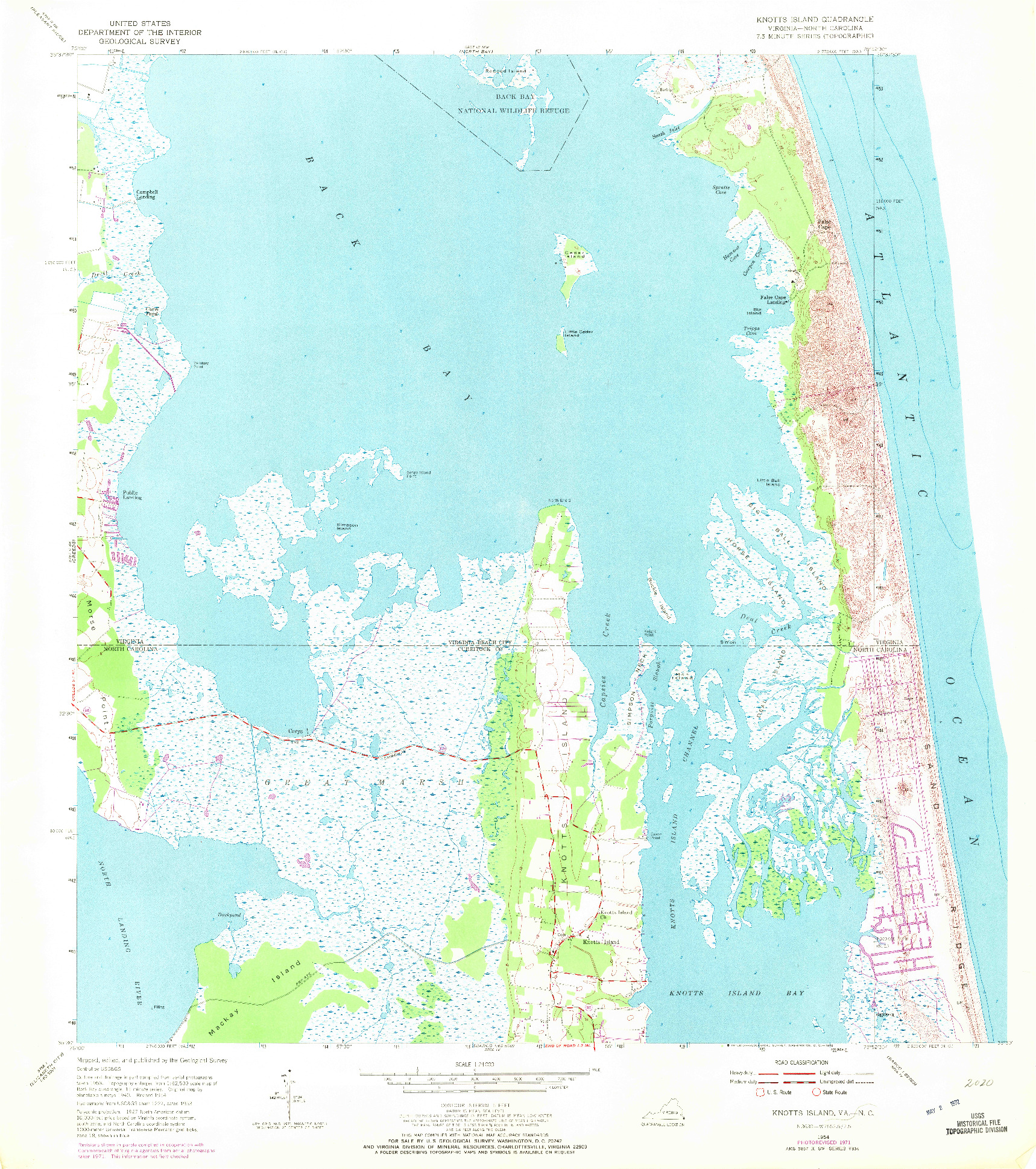 USGS 1:24000-SCALE QUADRANGLE FOR KNOTTS ISLAND, VA 1954