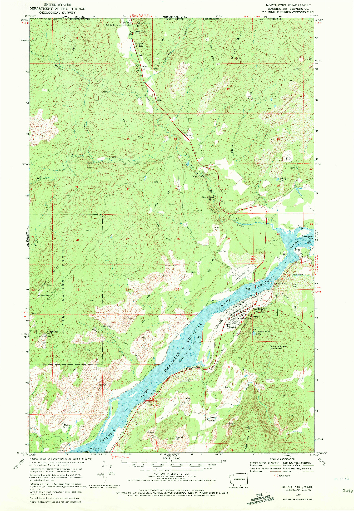 USGS 1:24000-SCALE QUADRANGLE FOR NORTHPORT, WA 1969