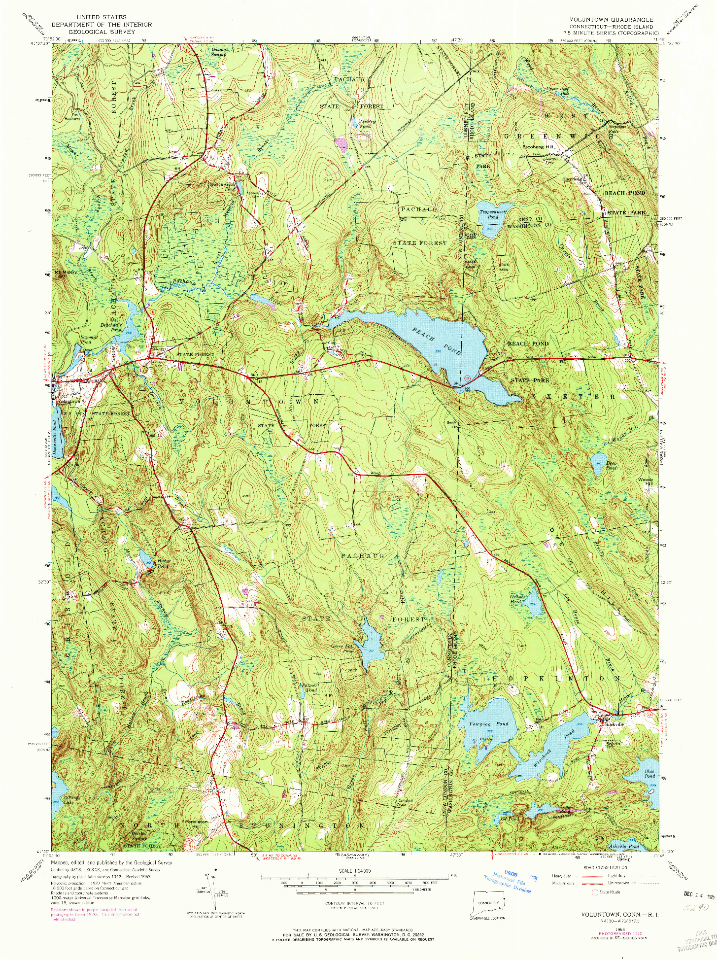 USGS 1:24000-SCALE QUADRANGLE FOR VOLUNTOWN, CT 1943