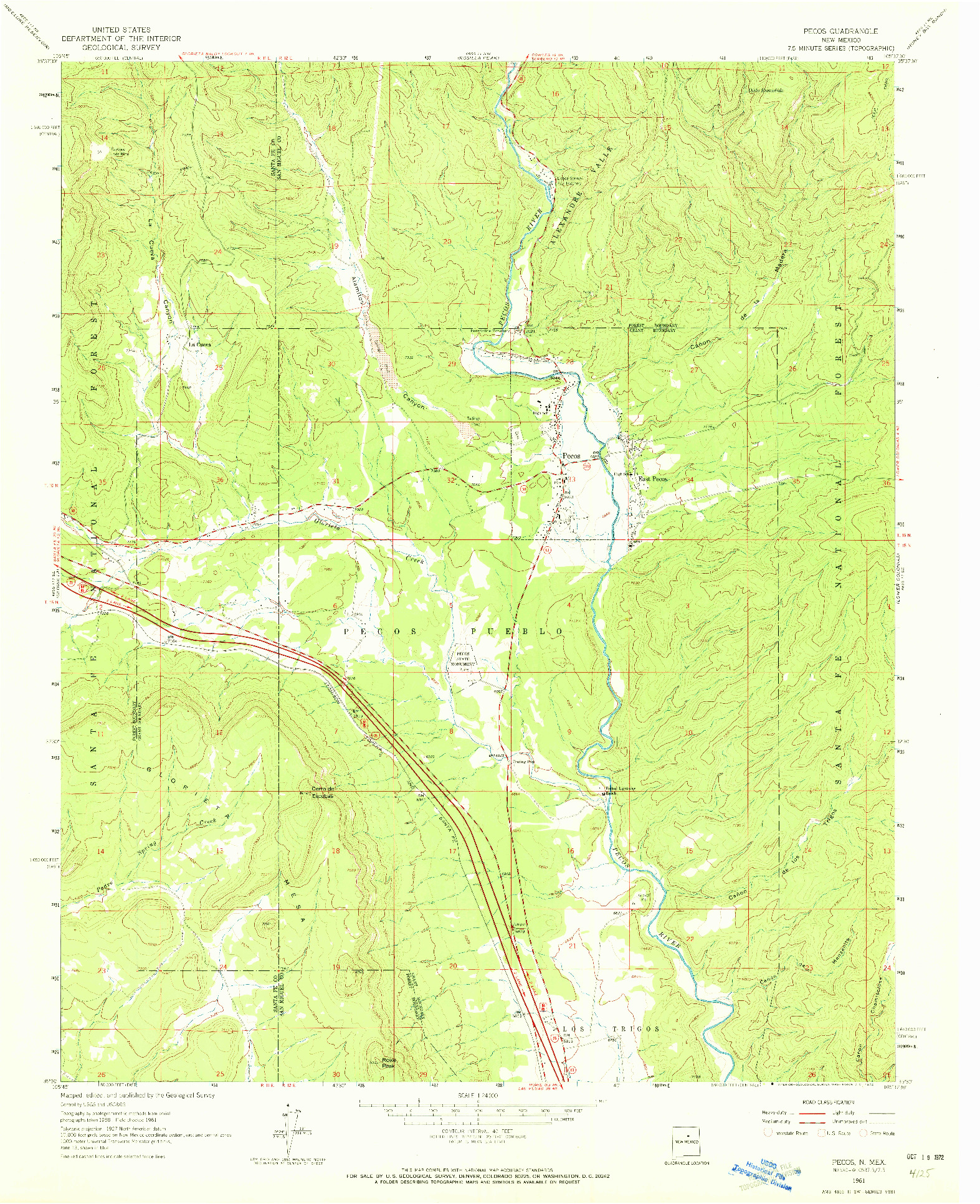 USGS 1:24000-SCALE QUADRANGLE FOR PECOS, NM 1961