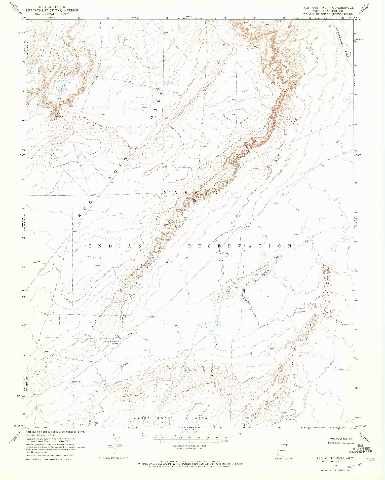 USGS 1:24000-SCALE QUADRANGLE FOR RED POINT MESA, AZ 1968