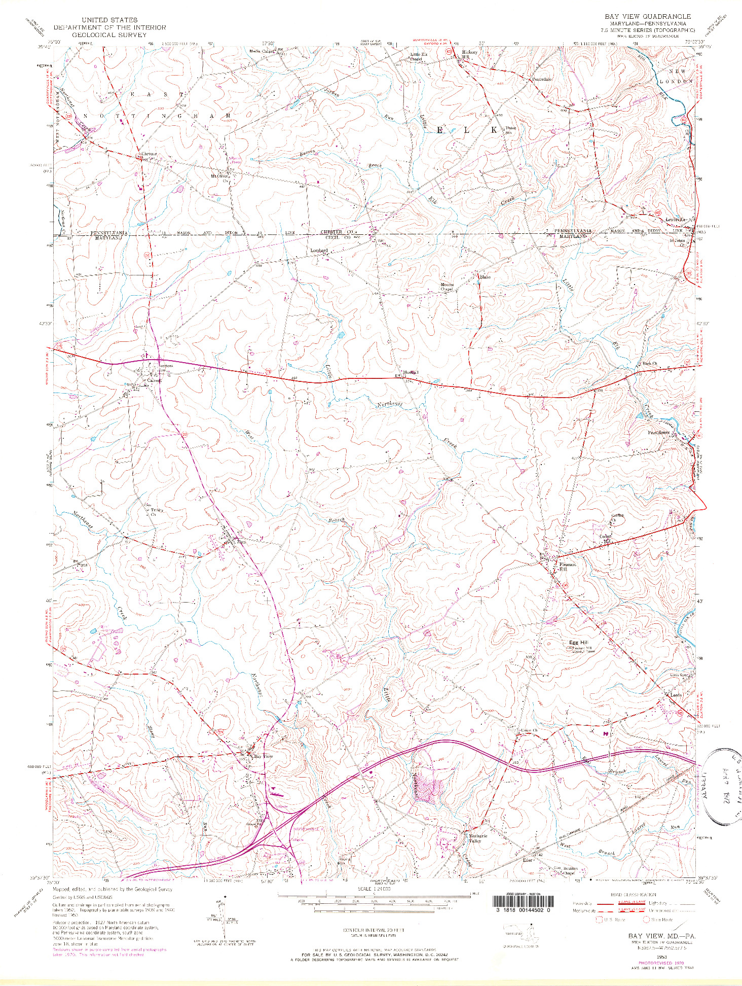 USGS 1:24000-SCALE QUADRANGLE FOR BAY VIEW, MD 1953