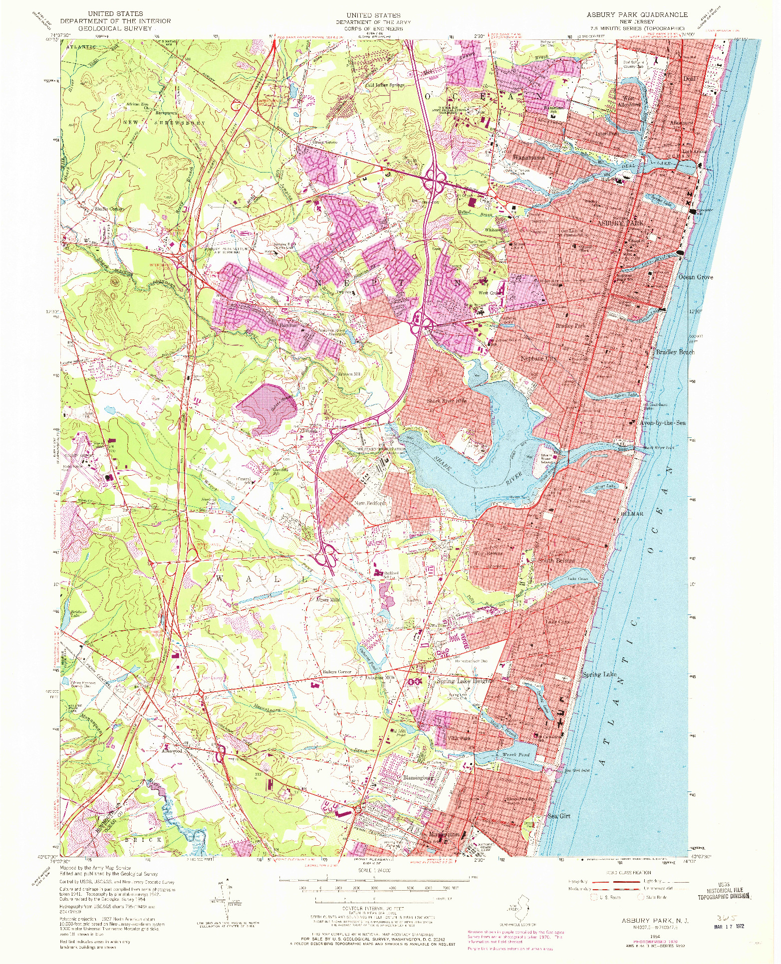 USGS 1:24000-SCALE QUADRANGLE FOR ASBURY PARK, NJ 1954