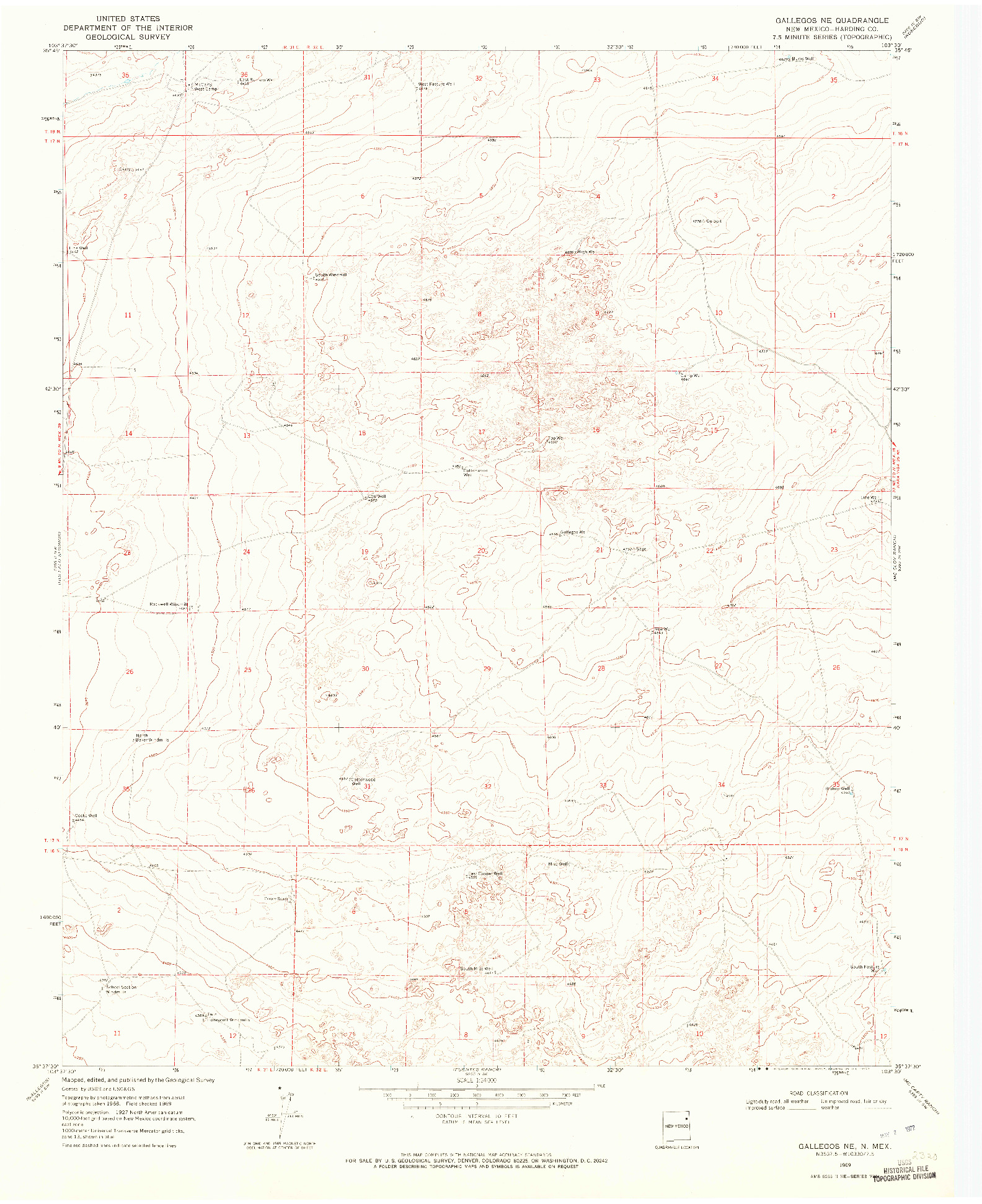 USGS 1:24000-SCALE QUADRANGLE FOR GALLEGOS NE, NM 1969