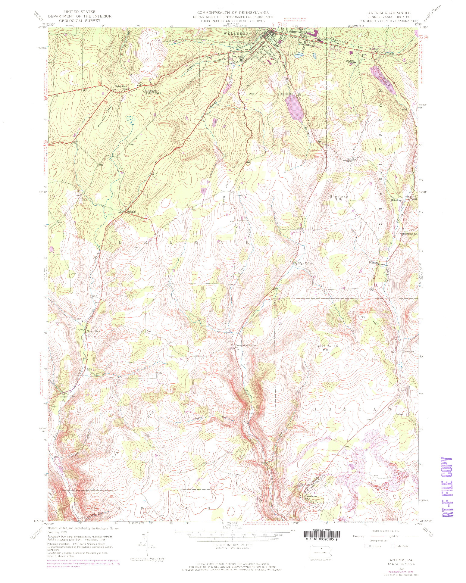 USGS 1:24000-SCALE QUADRANGLE FOR ANTRIM, PA 1946