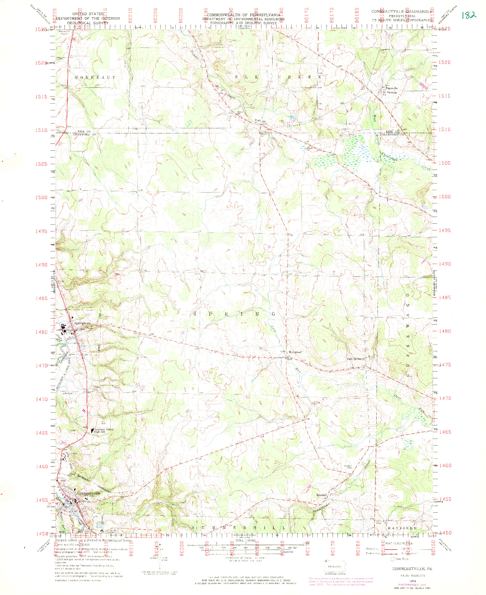 USGS 1:24000-SCALE QUADRANGLE FOR CONNEAUTVILLE, PA 1959