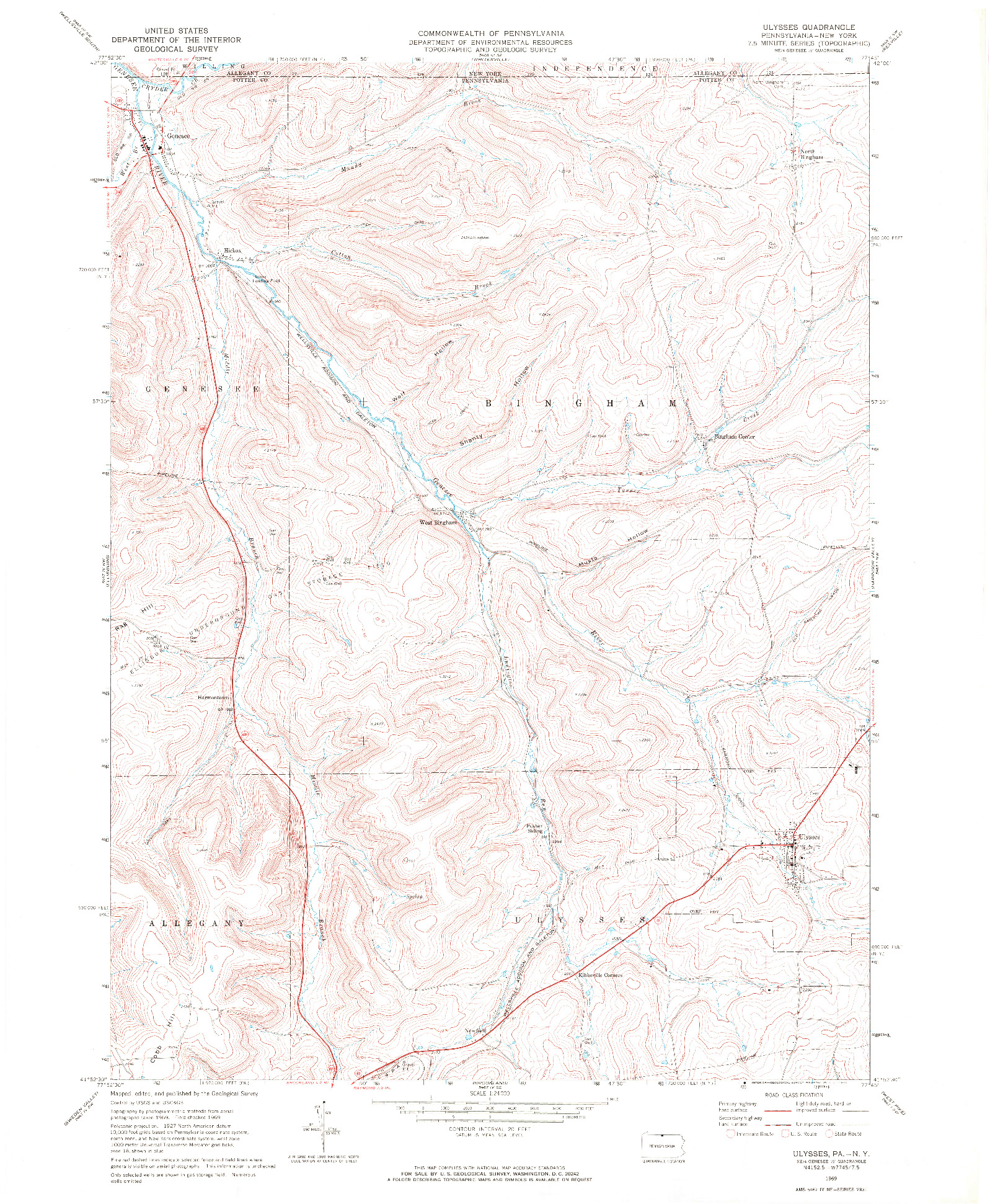 USGS 1:24000-SCALE QUADRANGLE FOR ULYSSES, PA 1969