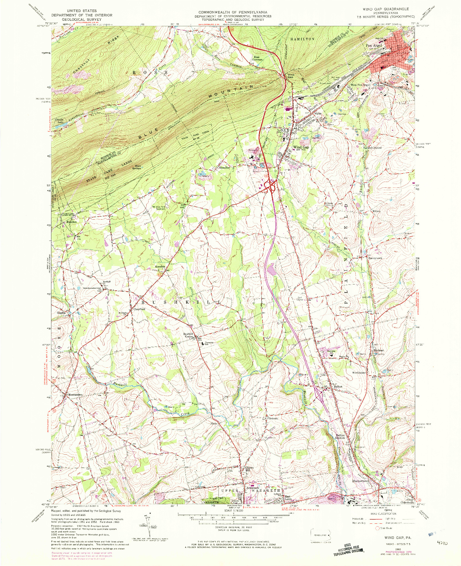 USGS 1:24000-SCALE QUADRANGLE FOR WIND GAP, PA 1960