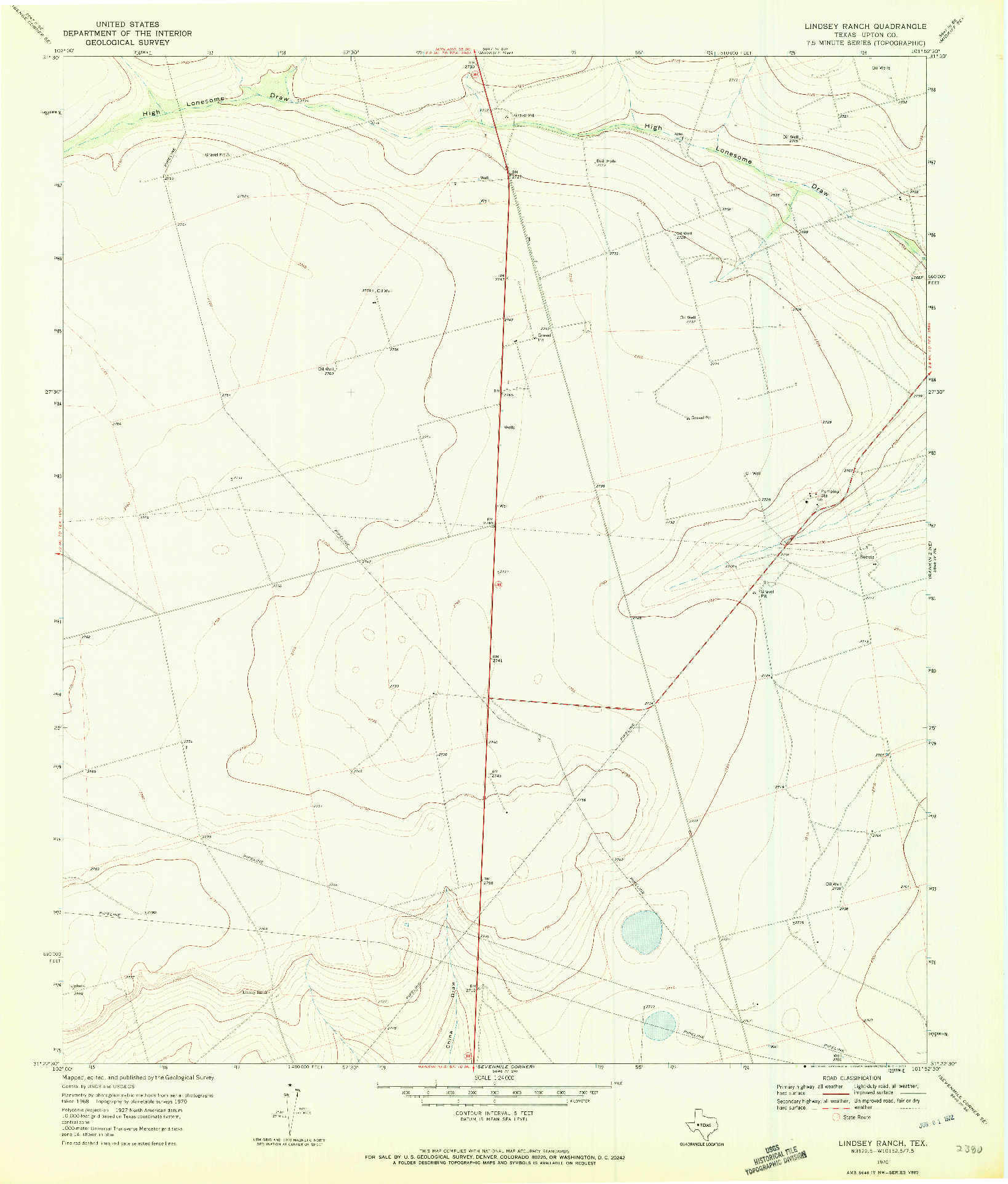 USGS 1:24000-SCALE QUADRANGLE FOR LINDSEY RANCH, TX 1970