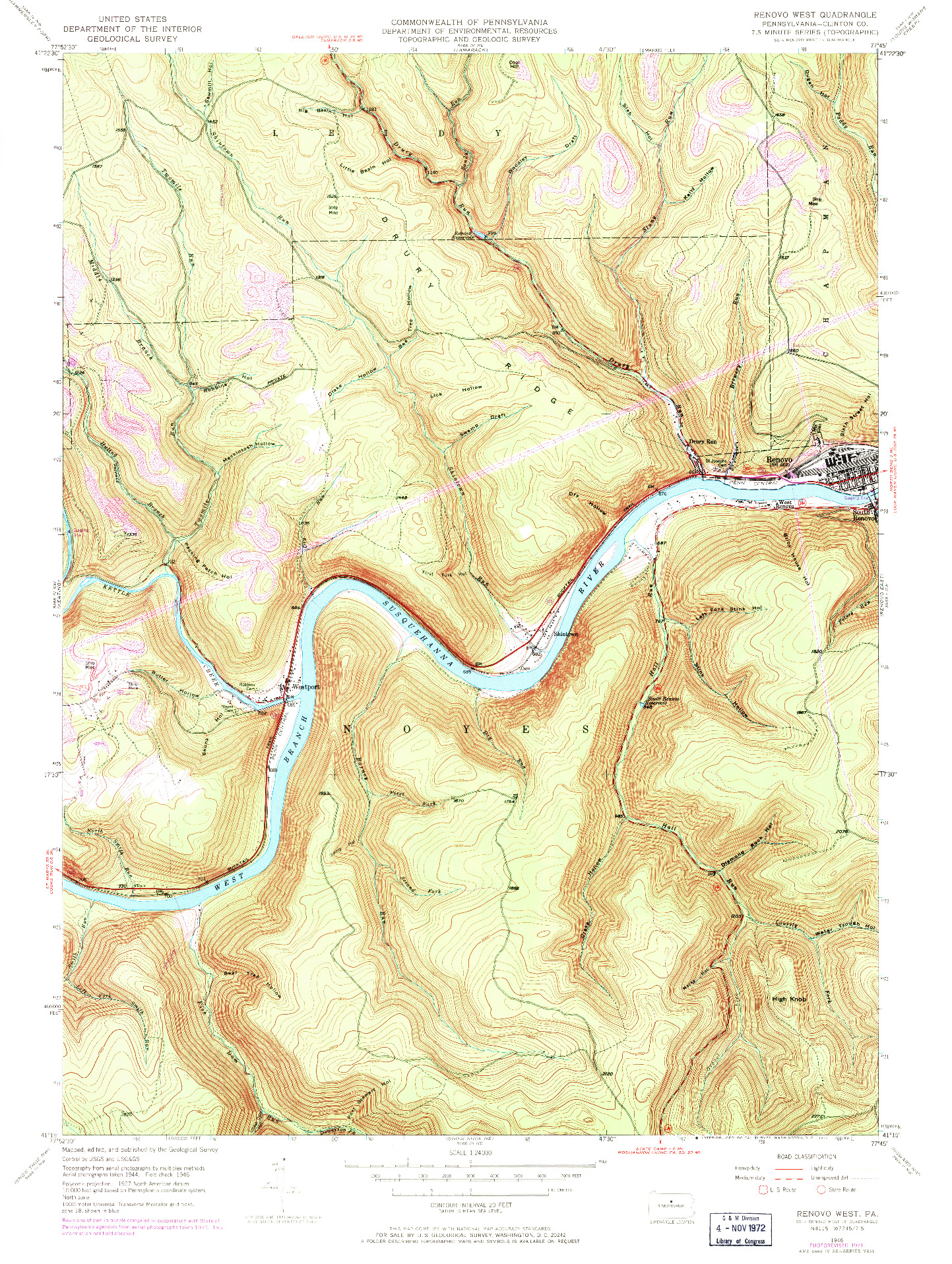 USGS 1:24000-SCALE QUADRANGLE FOR RENOVO WEST, PA 1946