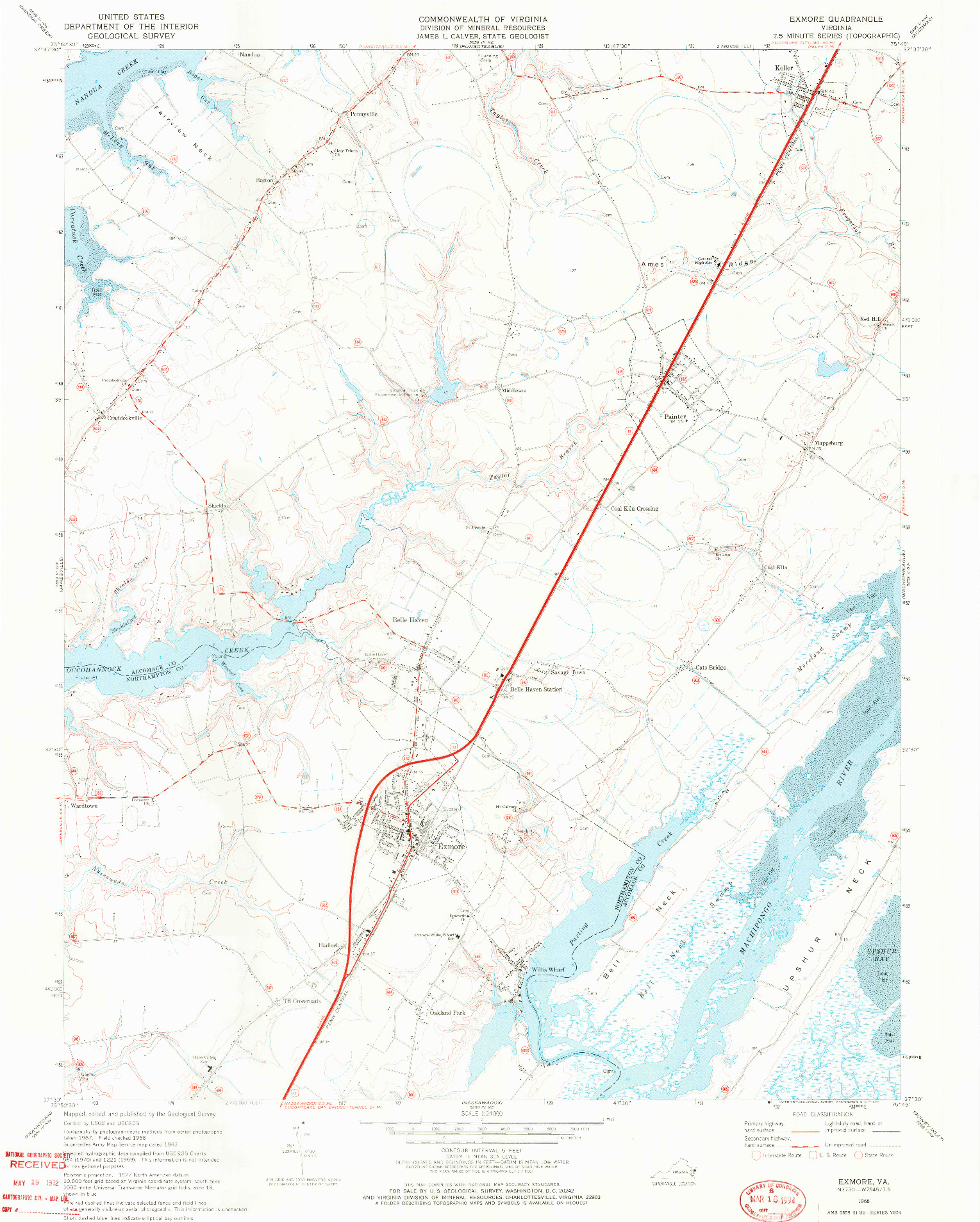 USGS 1:24000-SCALE QUADRANGLE FOR EXMORE, VA 1968