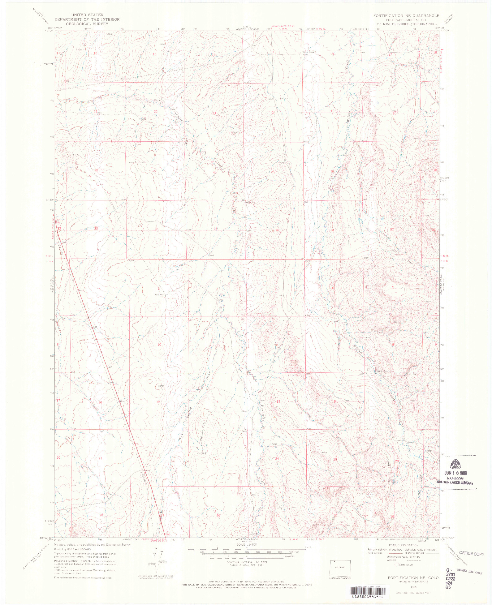 USGS 1:24000-SCALE QUADRANGLE FOR FORTIFICATION NE, CO 1969