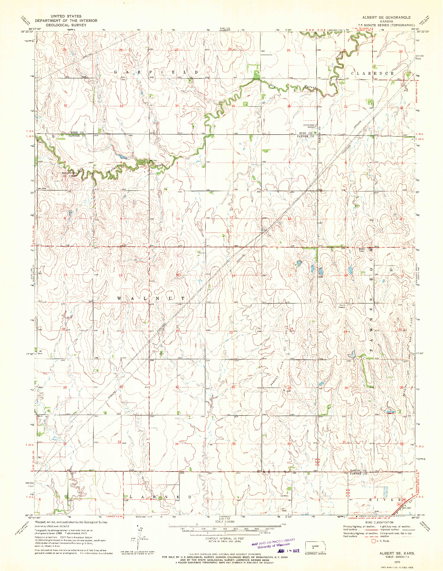 USGS 1:24000-SCALE QUADRANGLE FOR ALBERT SE, KS 1970
