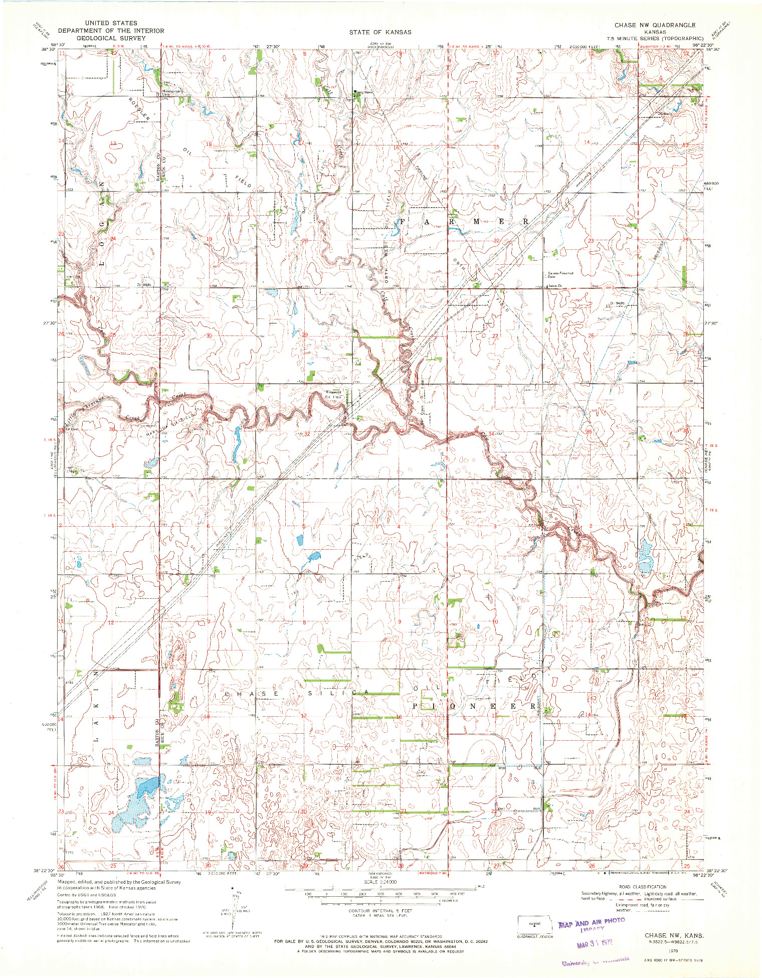 USGS 1:24000-SCALE QUADRANGLE FOR CHASE NW, KS 1970