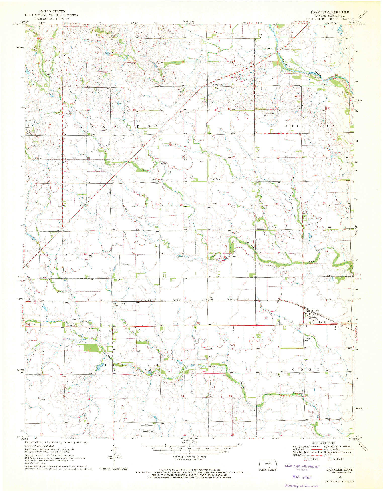 USGS 1:24000-SCALE QUADRANGLE FOR DANVILLE, KS 1971