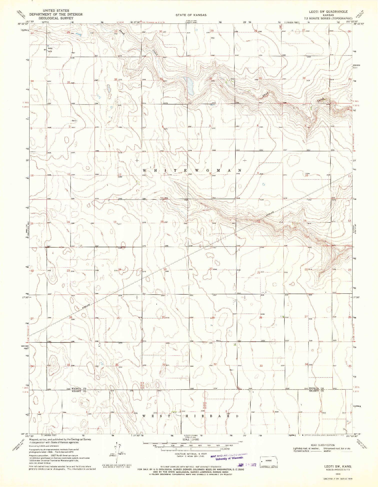USGS 1:24000-SCALE QUADRANGLE FOR LEOTI SW, KS 1970