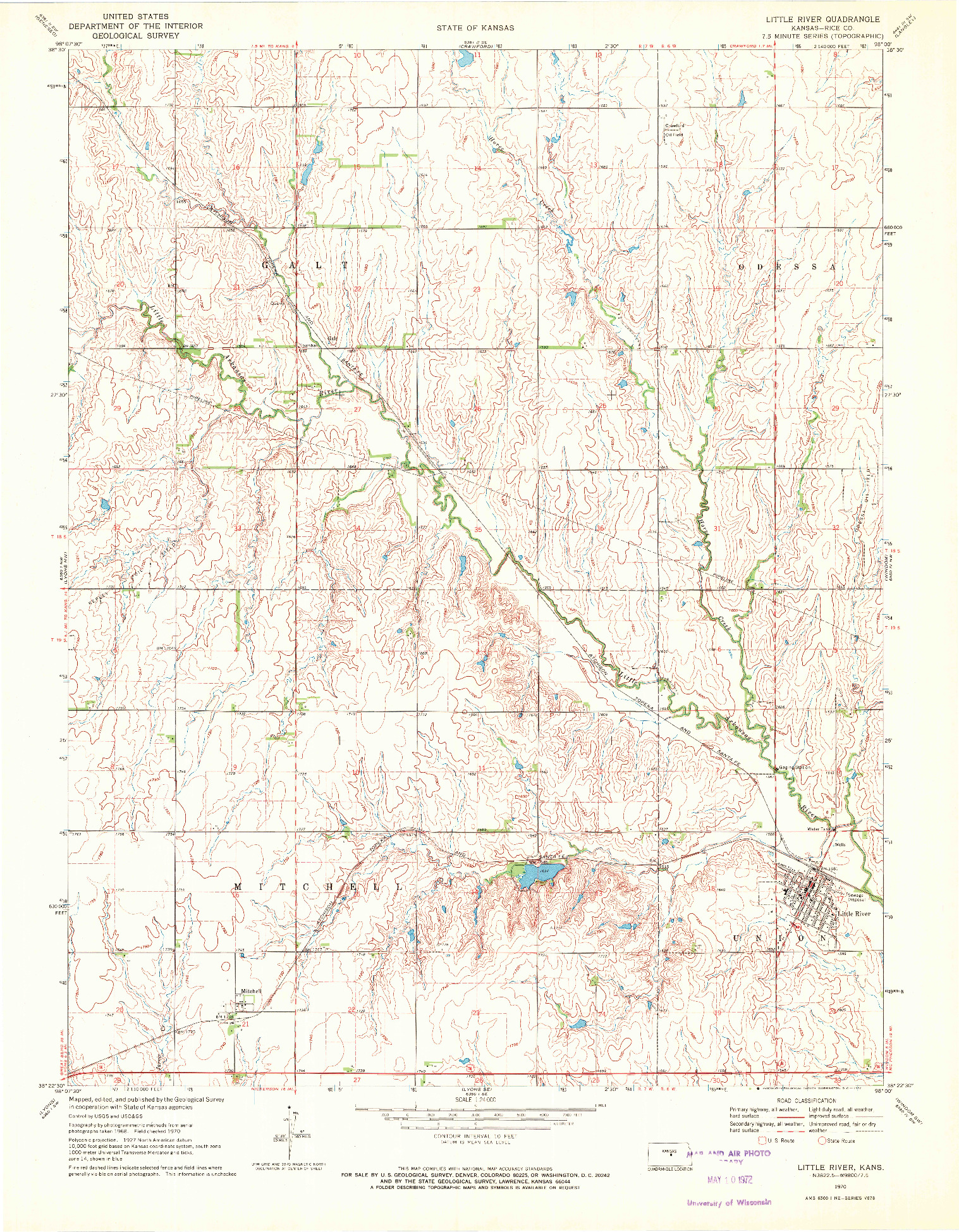 USGS 1:24000-SCALE QUADRANGLE FOR LITTLE RIVER, KS 1970
