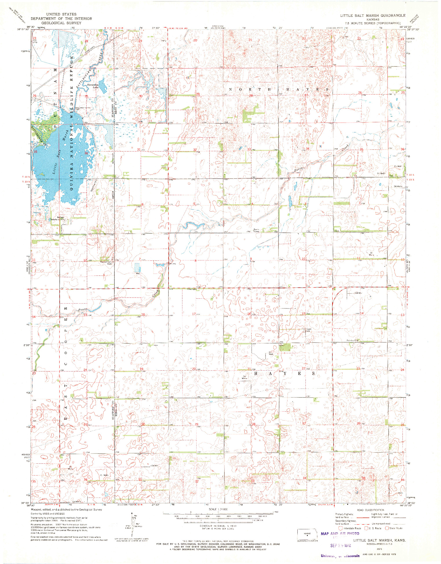 USGS 1:24000-SCALE QUADRANGLE FOR LITTLE SALT MARSH, KS 1971