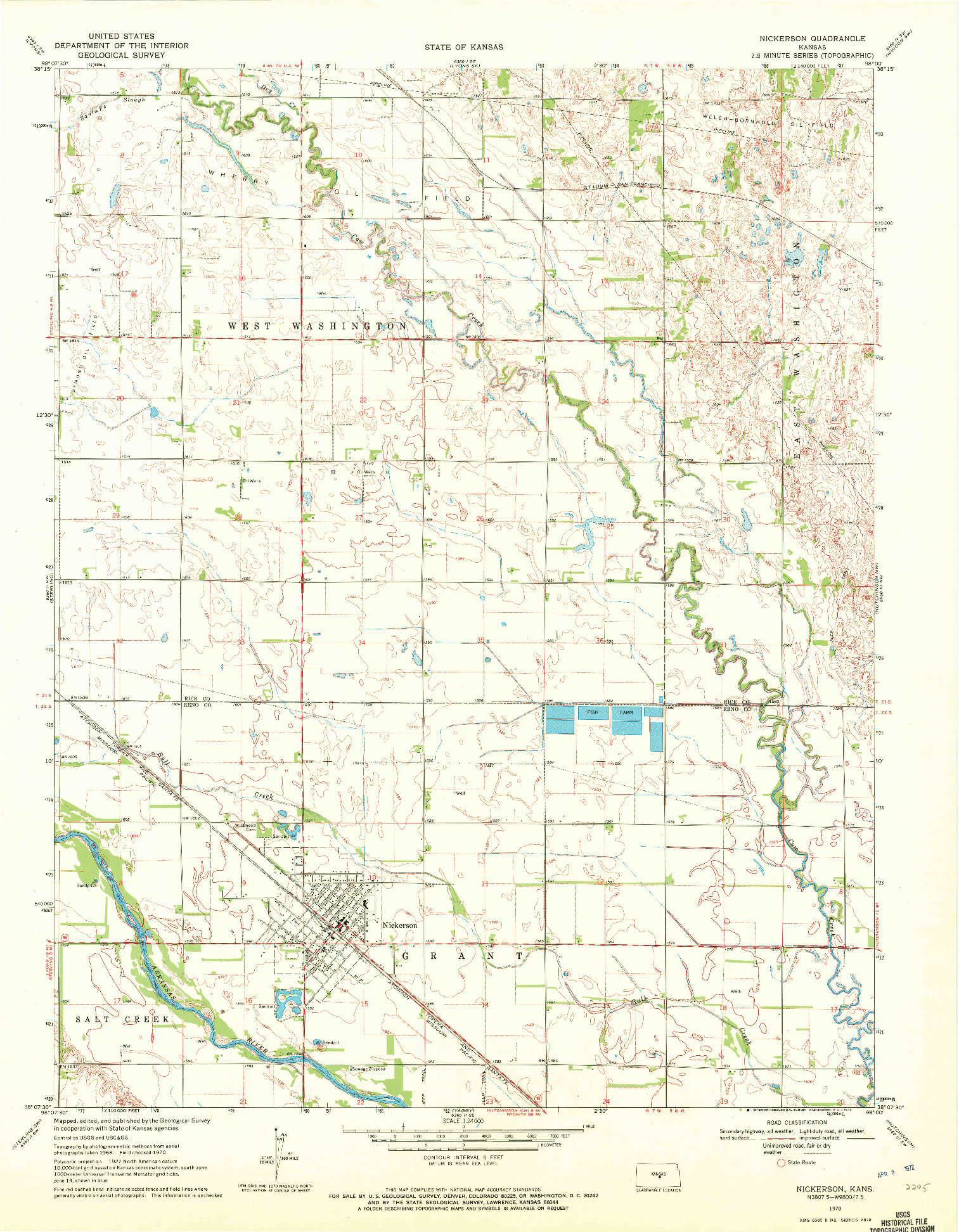 USGS 1:24000-SCALE QUADRANGLE FOR NICKERSON, KS 1970