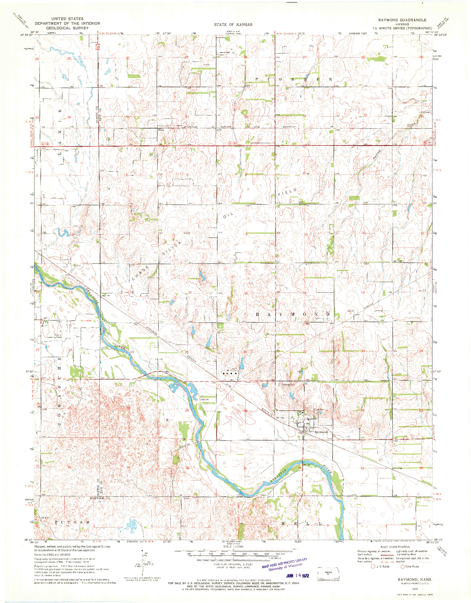 USGS 1:24000-SCALE QUADRANGLE FOR RAYMOND, KS 1970