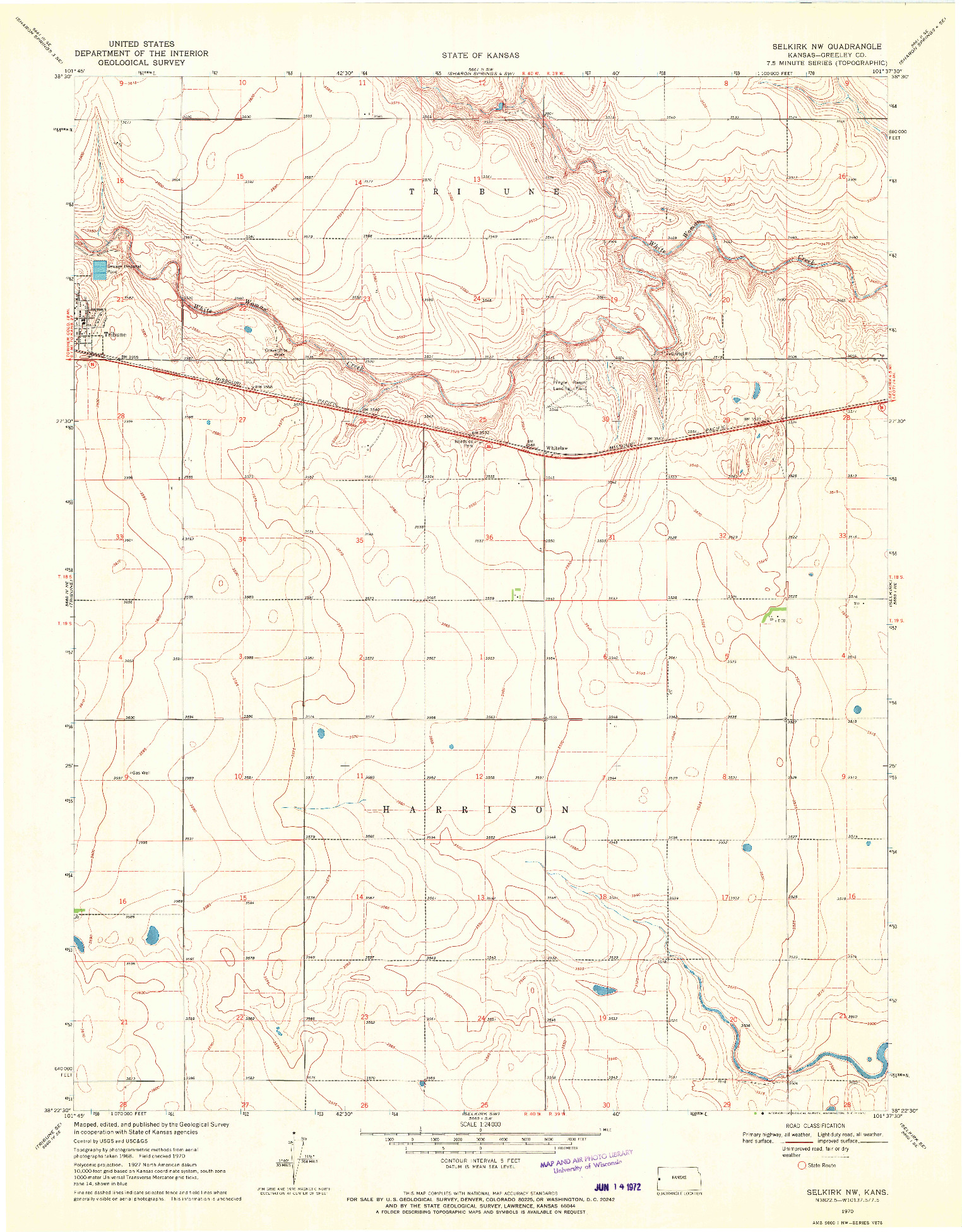 USGS 1:24000-SCALE QUADRANGLE FOR SELKIRK NW, KS 1970