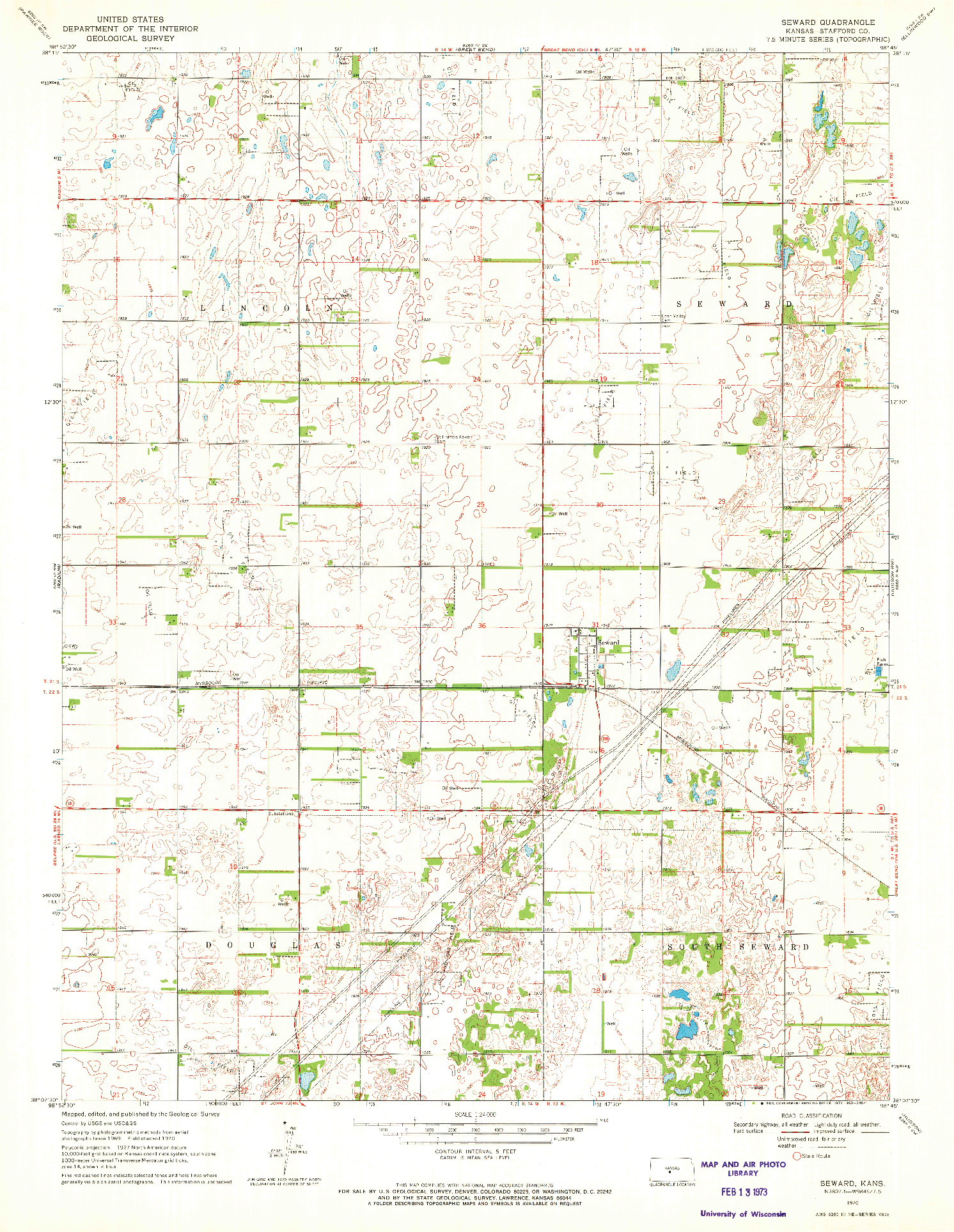 USGS 1:24000-SCALE QUADRANGLE FOR SEWARD, KS 1970