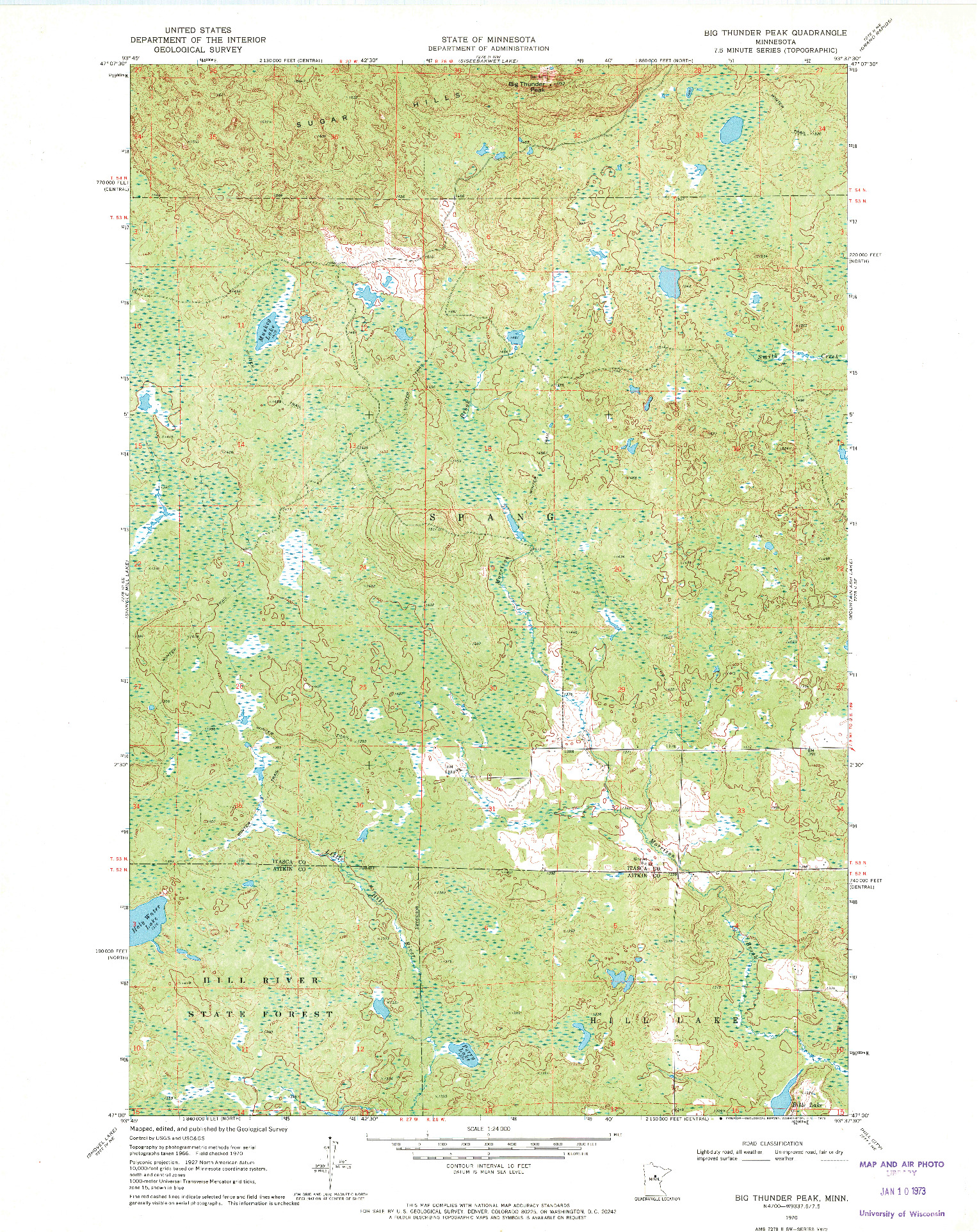 USGS 1:24000-SCALE QUADRANGLE FOR BIG THUNDER PEAK, MN 1970