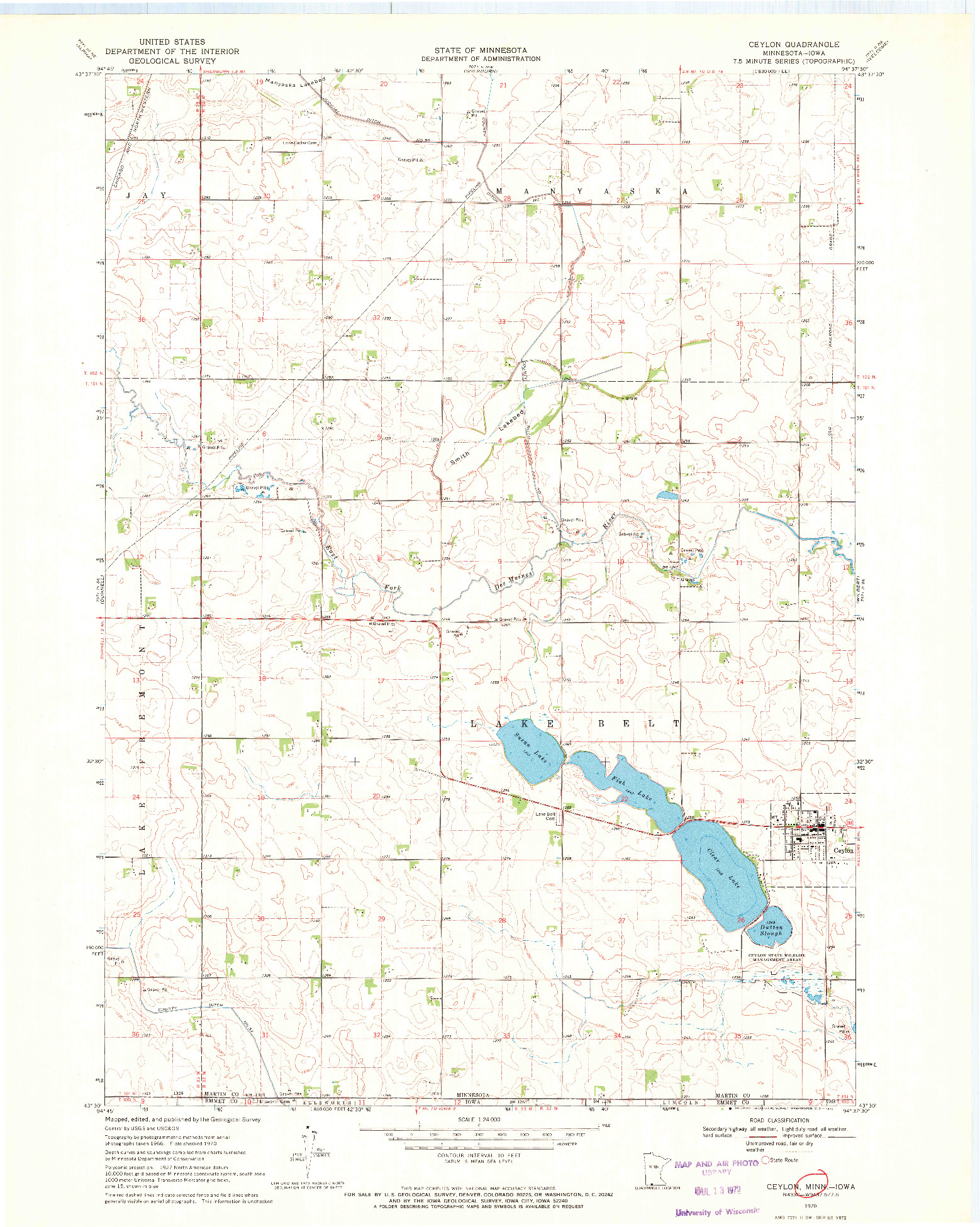 USGS 1:24000-SCALE QUADRANGLE FOR CEYLON, MN 1970