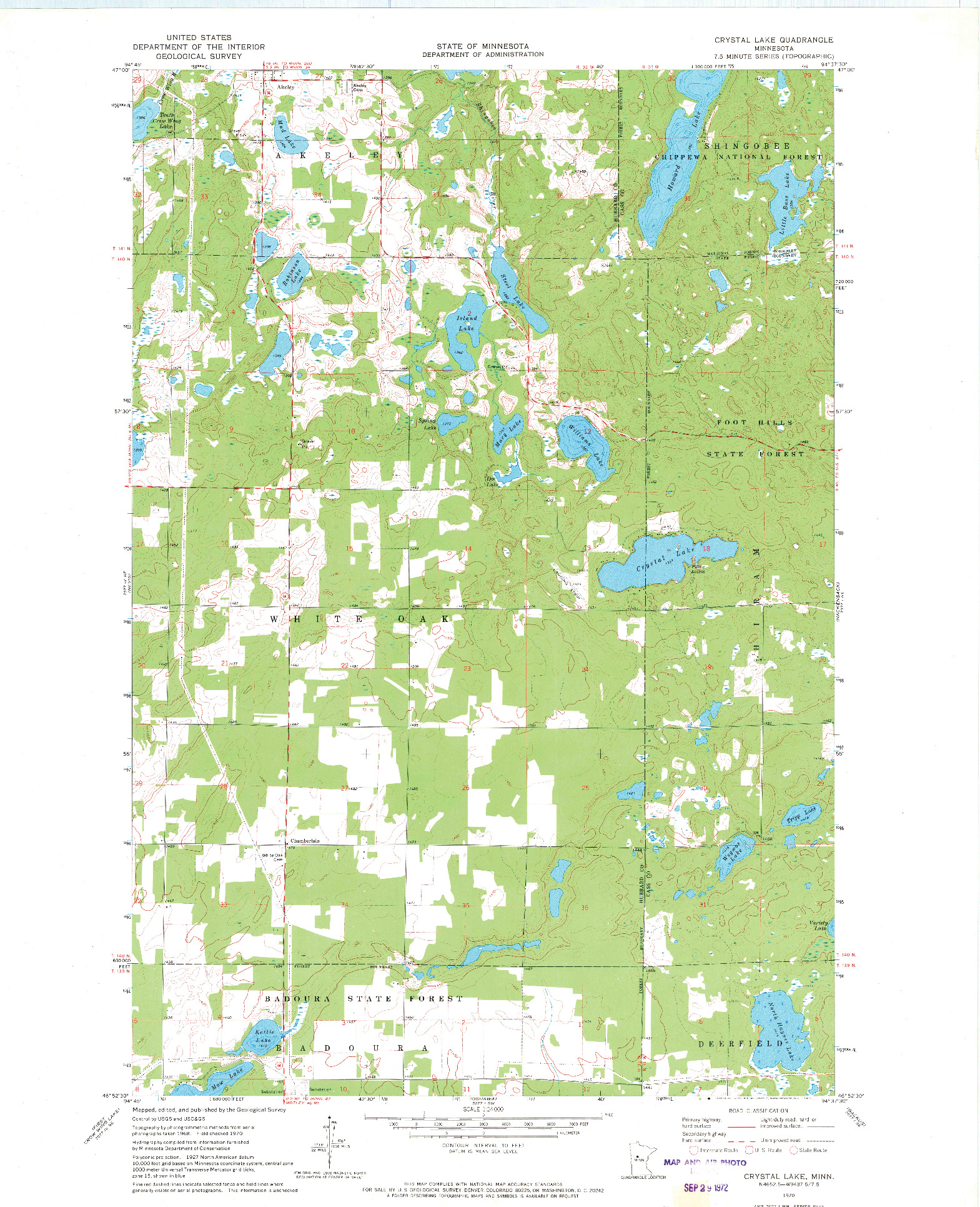 USGS 1:24000-SCALE QUADRANGLE FOR CRYSTAL LAKE, MN 1970