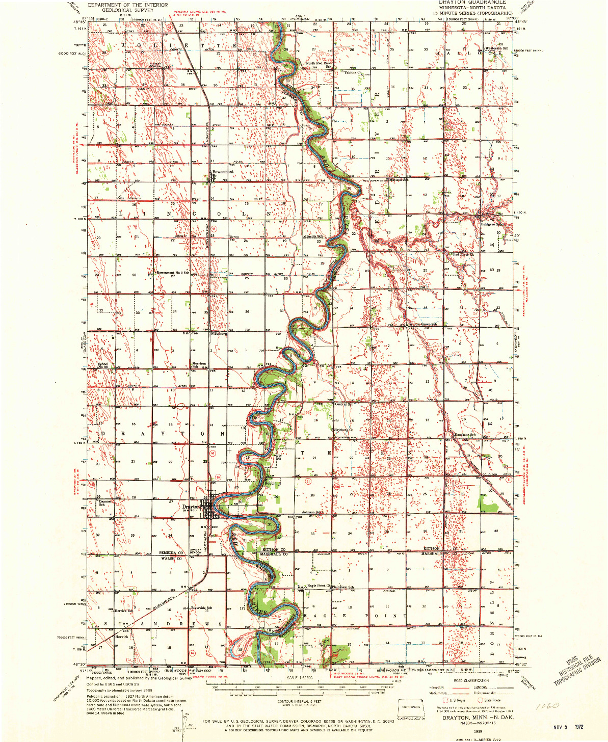 USGS 1:62500-SCALE QUADRANGLE FOR DRAYTON, MN 1939