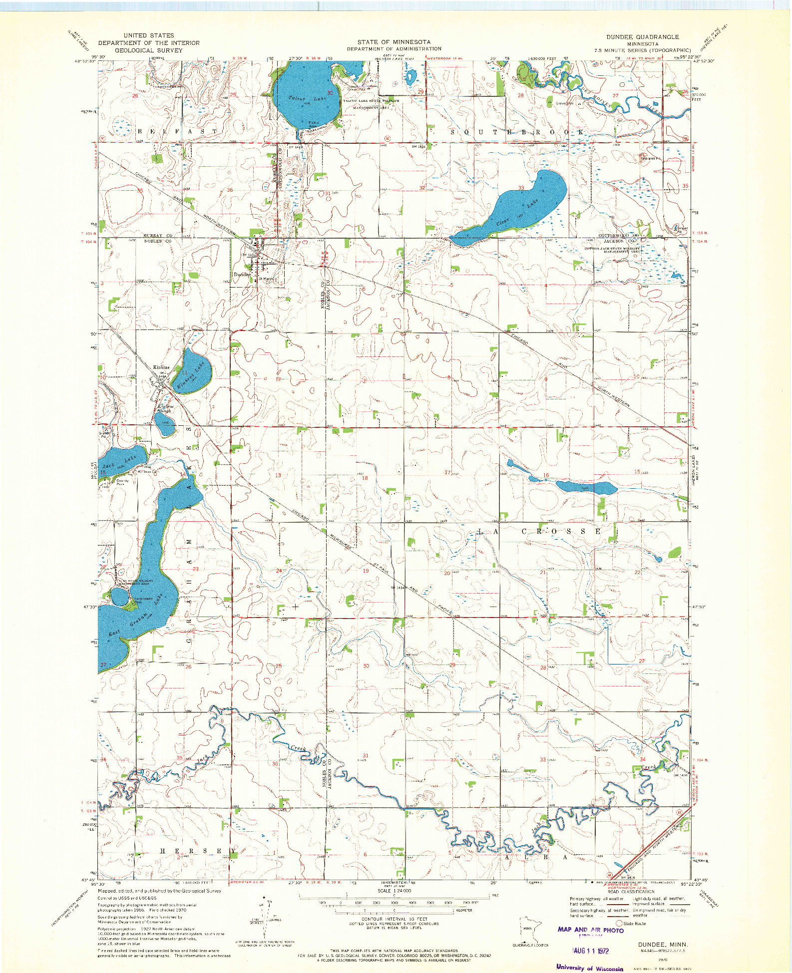 USGS 1:24000-SCALE QUADRANGLE FOR DUNDEE, MN 1970