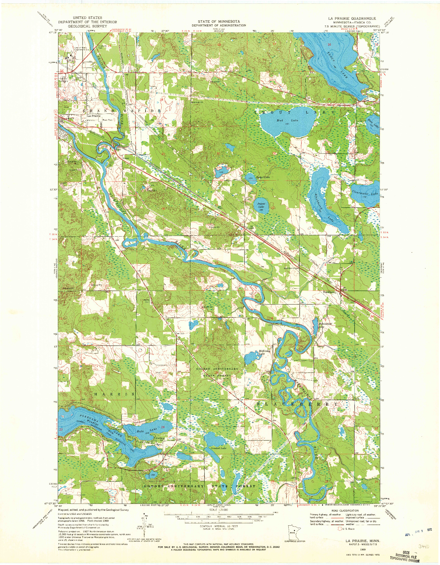 USGS 1:24000-SCALE QUADRANGLE FOR LA PRAIRIE, MN 1969