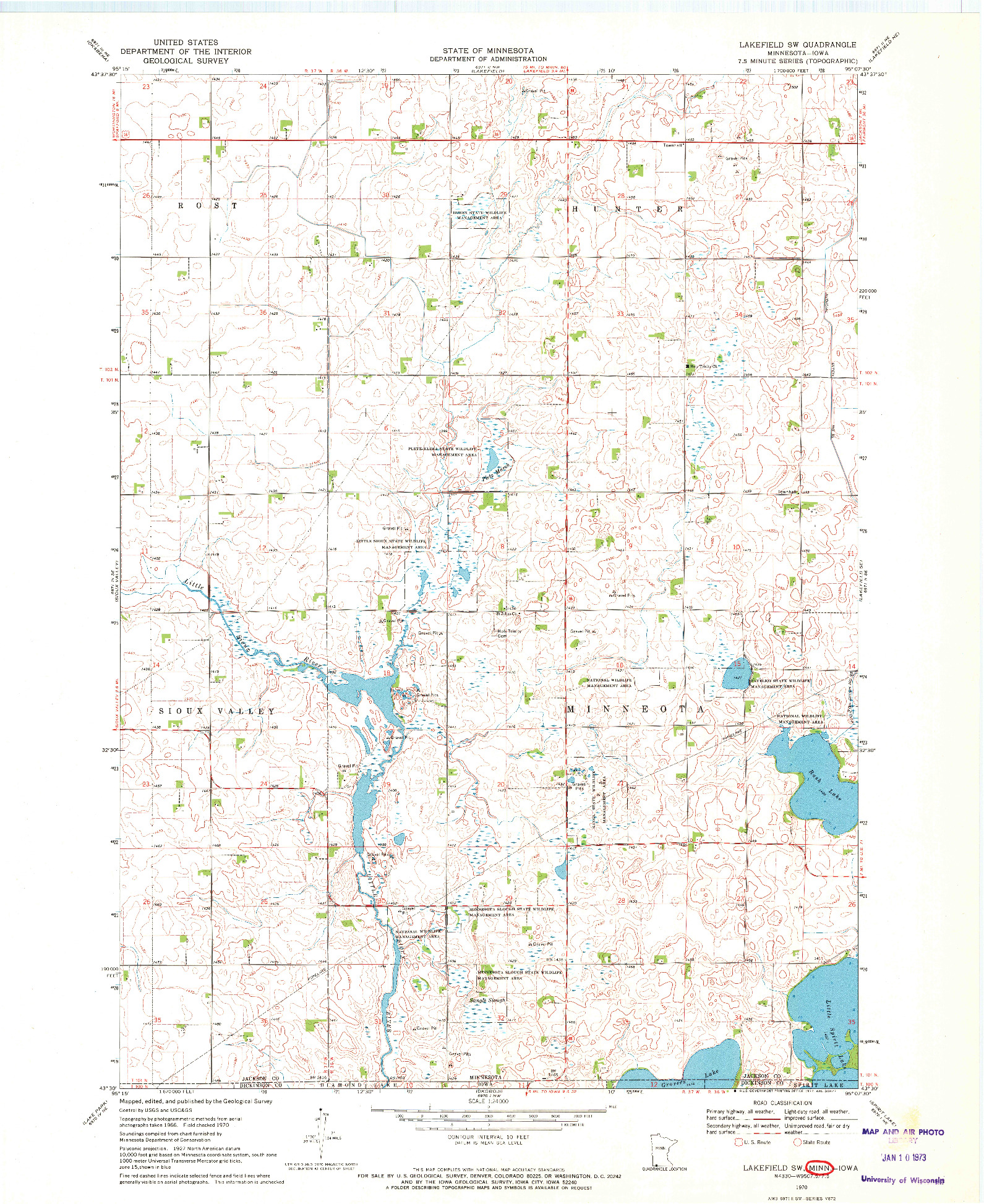 USGS 1:24000-SCALE QUADRANGLE FOR LAKEFIELD SW, MN 1970