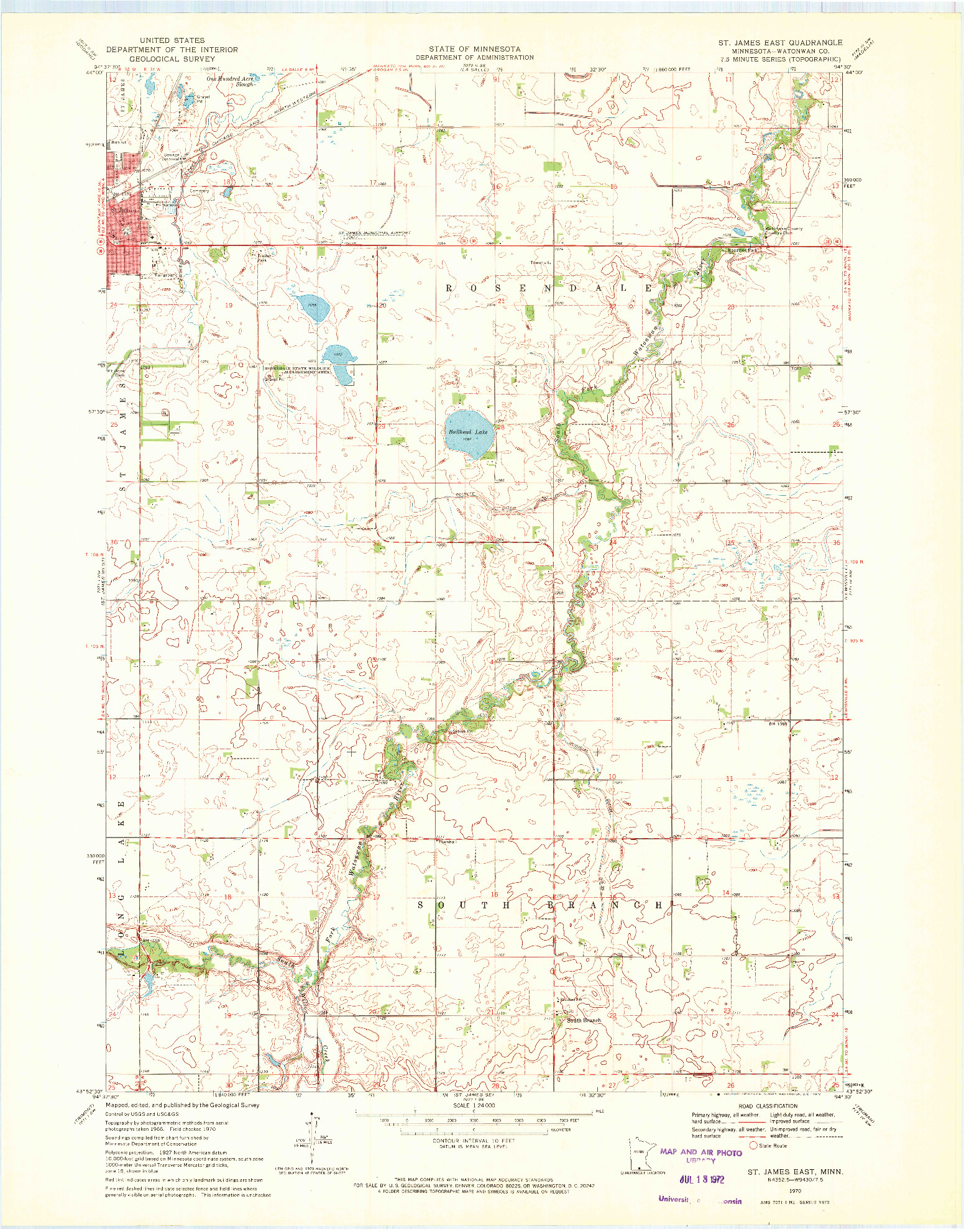 USGS 1:24000-SCALE QUADRANGLE FOR ST JAMES EAST, MN 1970
