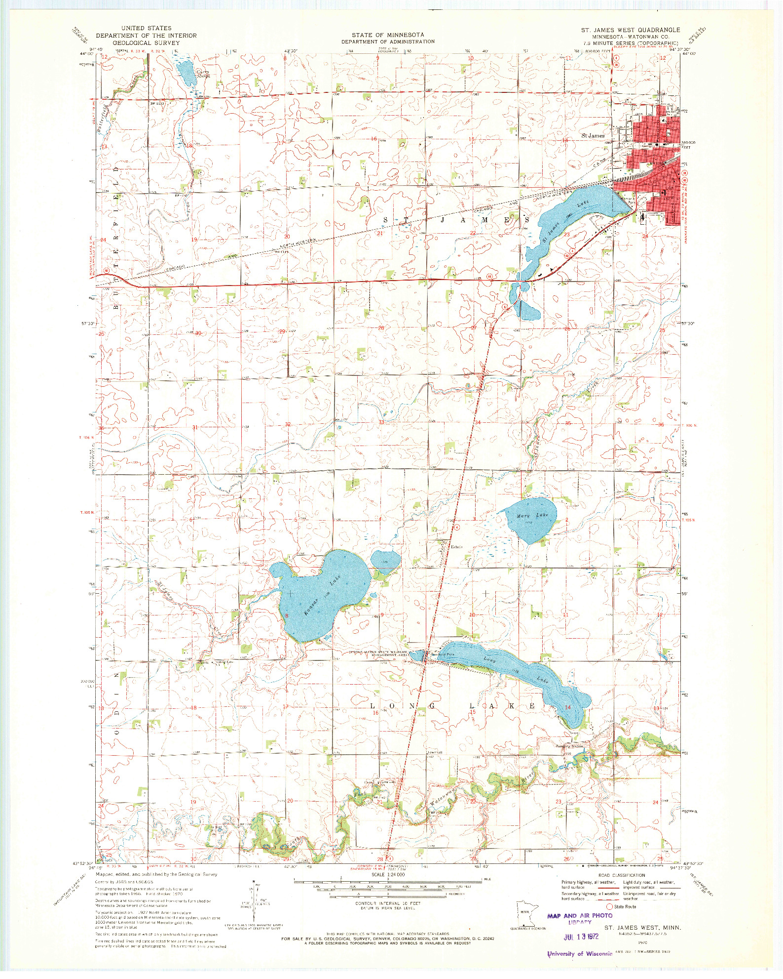 USGS 1:24000-SCALE QUADRANGLE FOR ST JAMES WEST, MN 1970